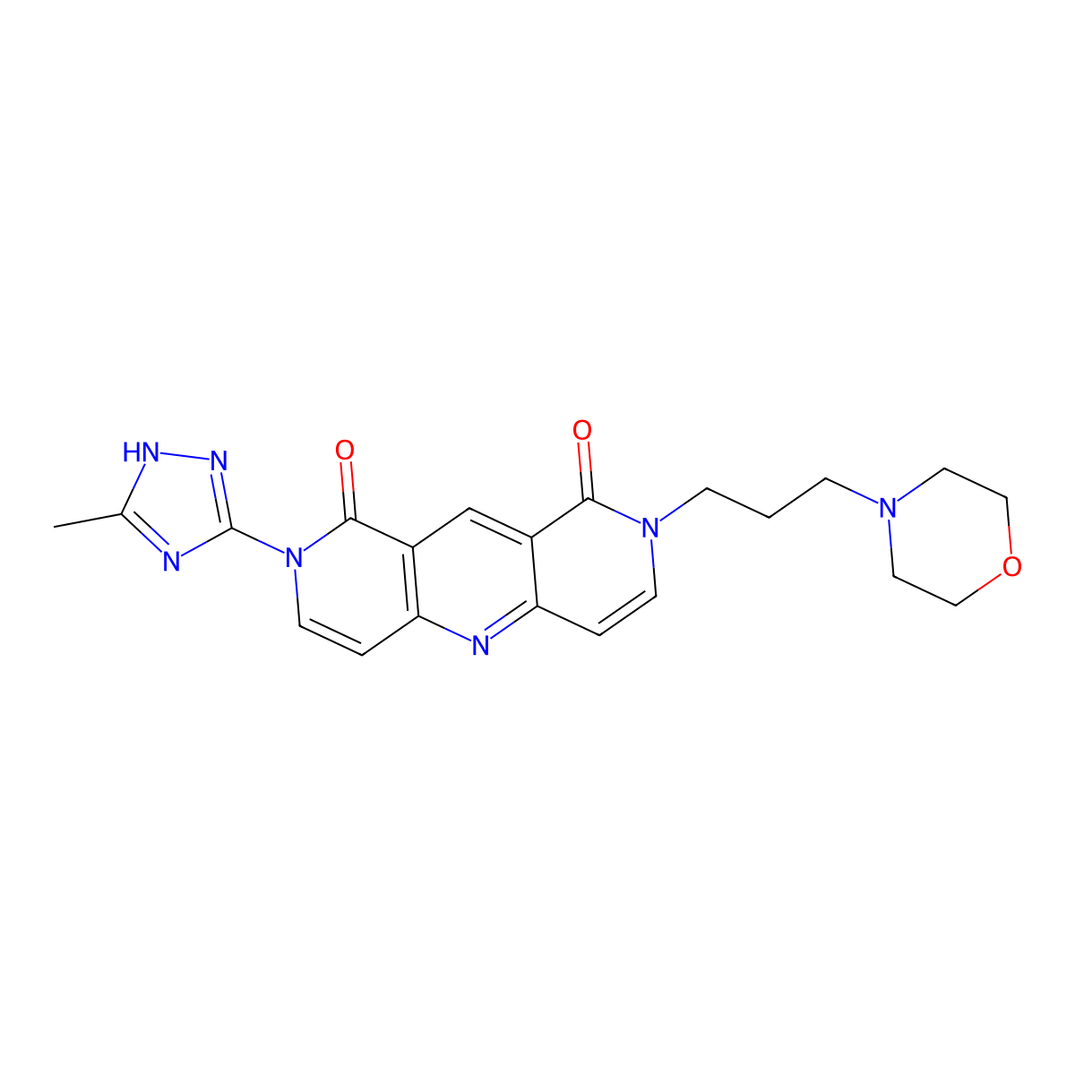2-(3-methyl-1H-1,2,4-triazol-5-yl)-8-(3-morpholinopropyl)pyrido[4,3-b][1,6]naphthyridine-1,9(2H,8H)-dione molecular structure, CAS 1158422-74-2