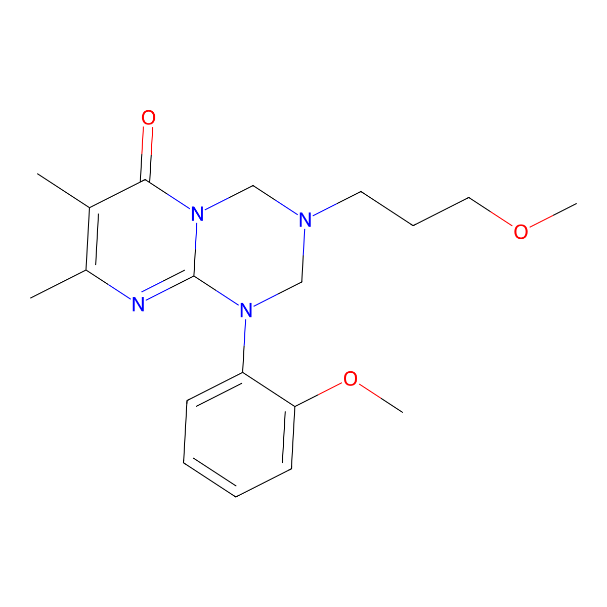 1-(2-Methoxyphenyl)-3-(3-methoxypropyl)-7,8-dimethyl-2,4-dihydropyrimido[1,2-a][1,3,5]triazin-6-one molecular structure, CAS 1158425-22-9