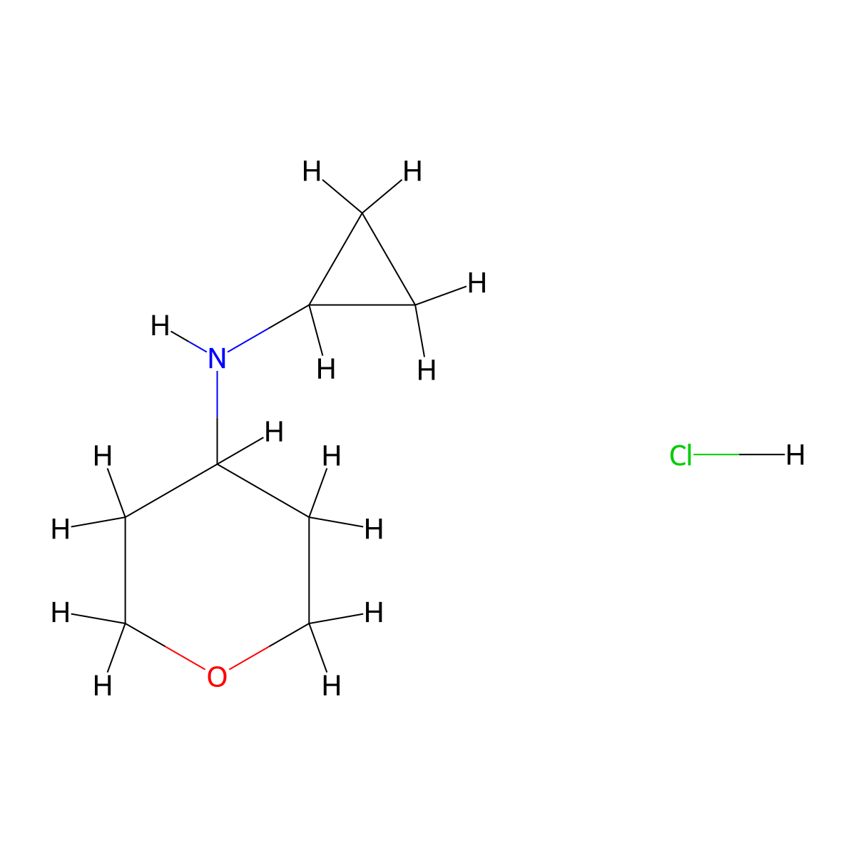 N-Cyclopropyloxan-4-amine hydrochloride molecular structure, CAS 1158426-65-3