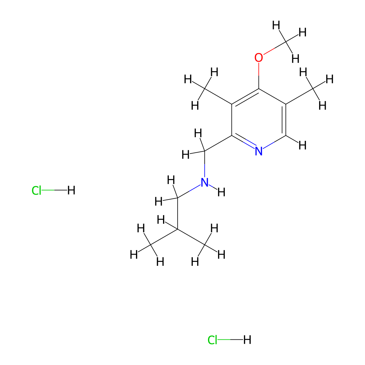 N-[(4-methoxy-3,5-dimethylpyridin-2-yl)methyl]-2-methylpropan-1-amine dihydrochloride molecular structure, CAS 1158429-31-2