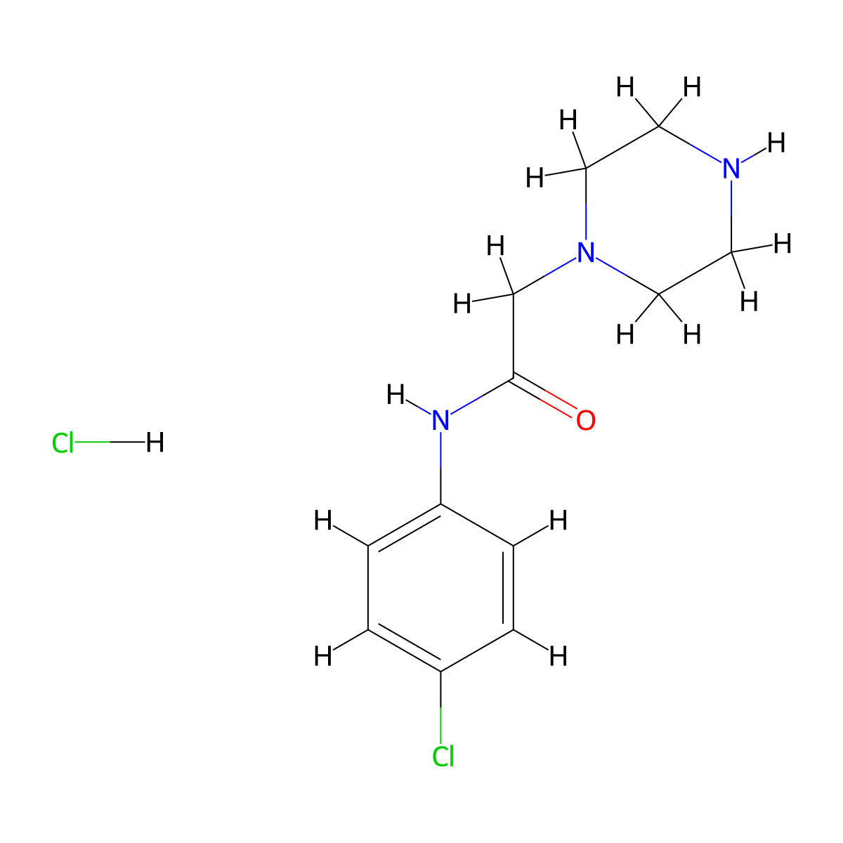 N-(4-chlorophenyl)-2-(piperazin-1-yl)acetamide hydrochloride molecular structure, CAS 1158434-29-7