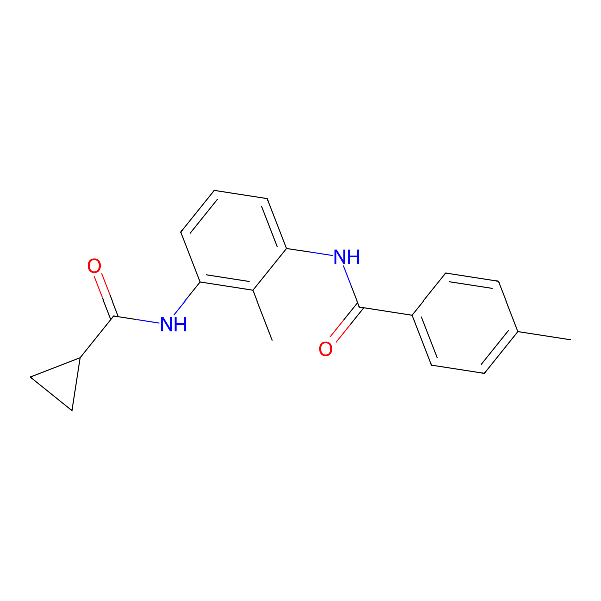 N-{3-[(cyclopropylcarbonyl)amino]-2-methylphenyl}-4-methylbenzamide molecular structure, CAS 1158438-39-1