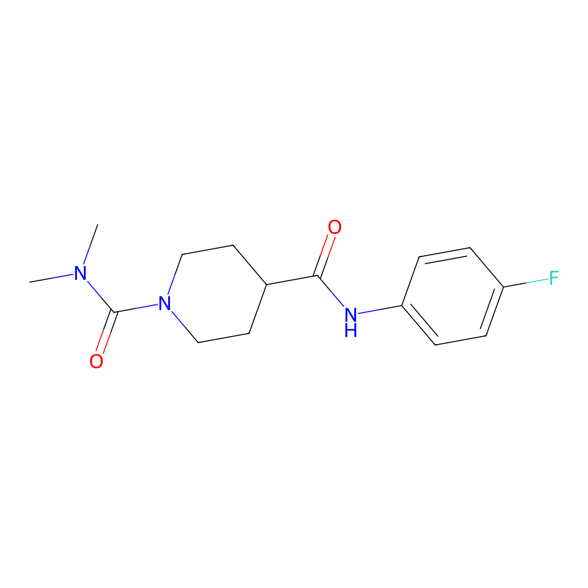 N~4~-(4-fluorophenyl)-N~1~,N~1~-dimethylpiperidine-1,4-dicarboxamide molecular structure, CAS 1158438-56-2