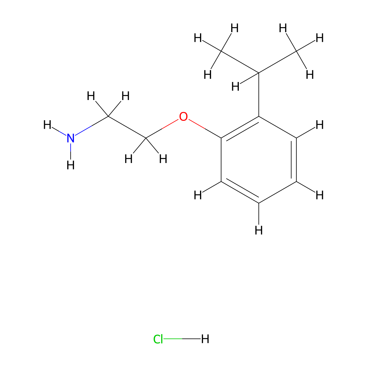 1-(2-Aminoethoxy)-2-(propan-2-yl)benzene hydrochloride molecular structure, CAS 1158439-33-8