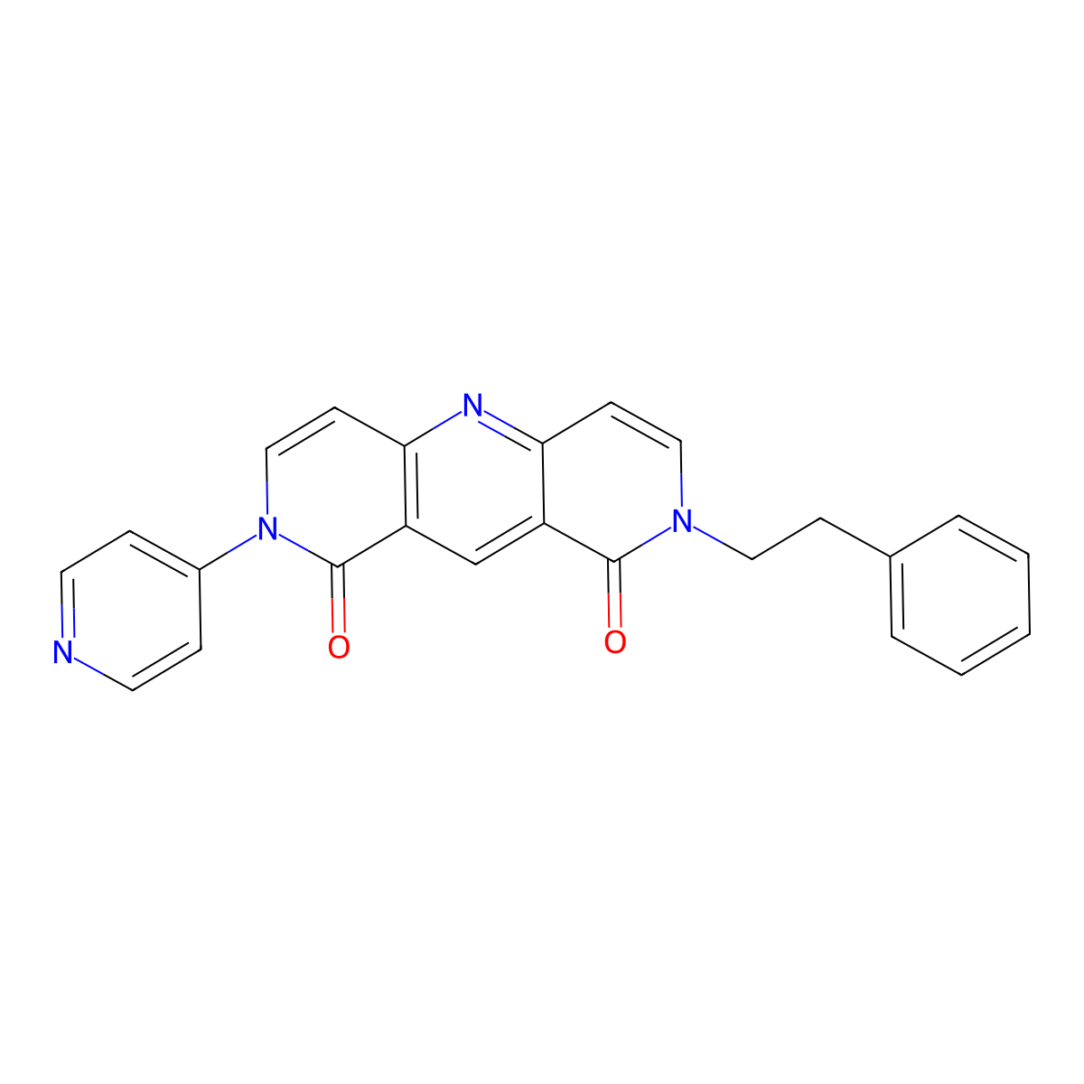 2-phenethyl-8-(4-pyridyl)pyrido[4,3-b][1,6]naphthyridine-1,9(2H,8H)-dione molecular structure, CAS 1158441-37-2