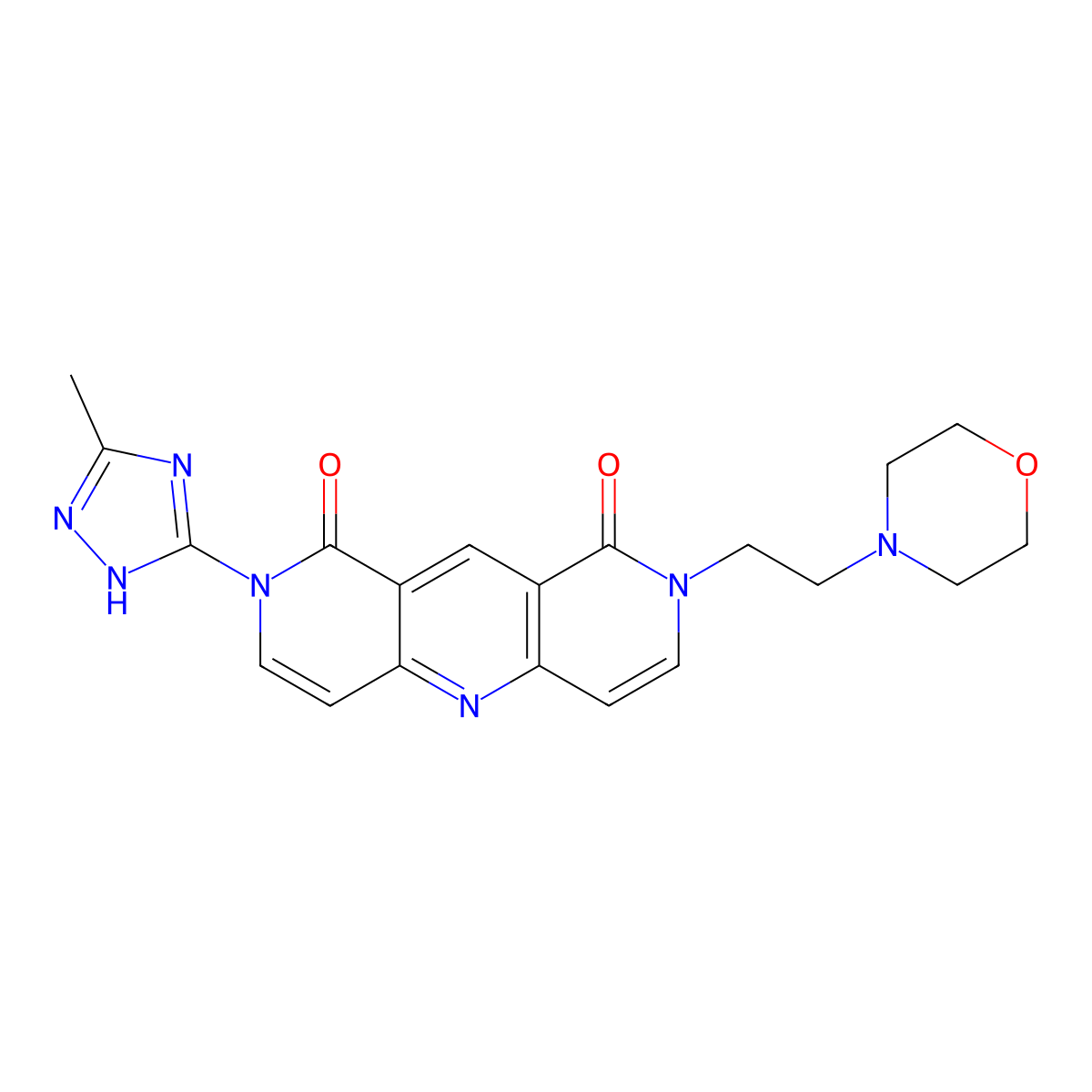 2-(3-methyl-1H-1,2,4-triazol-5-yl)-8-(2-morpholinoethyl)pyrido[4,3-b][1,6]naphthyridine-1,9(2H,8H)-dione molecular structure, CAS 1158441-42-9