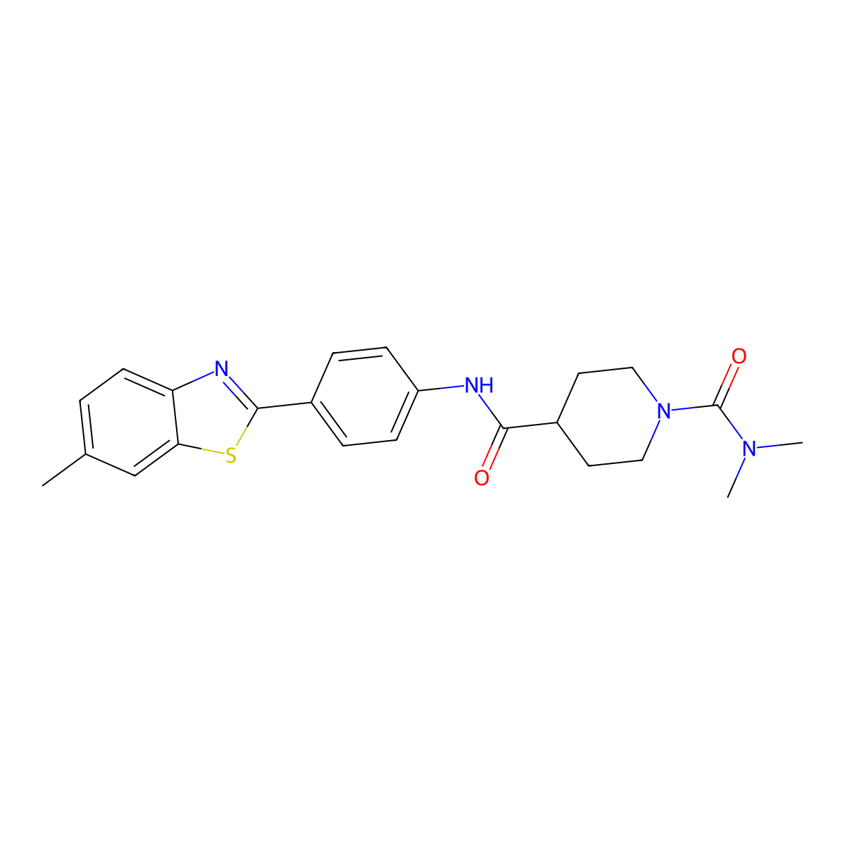 N~1~,N~1~-dimethyl-N~4~-[4-(6-methyl-1,3-benzothiazol-2-yl)phenyl]piperidine-1,4-dicarboxamide molecular structure, CAS 1158441-73-6