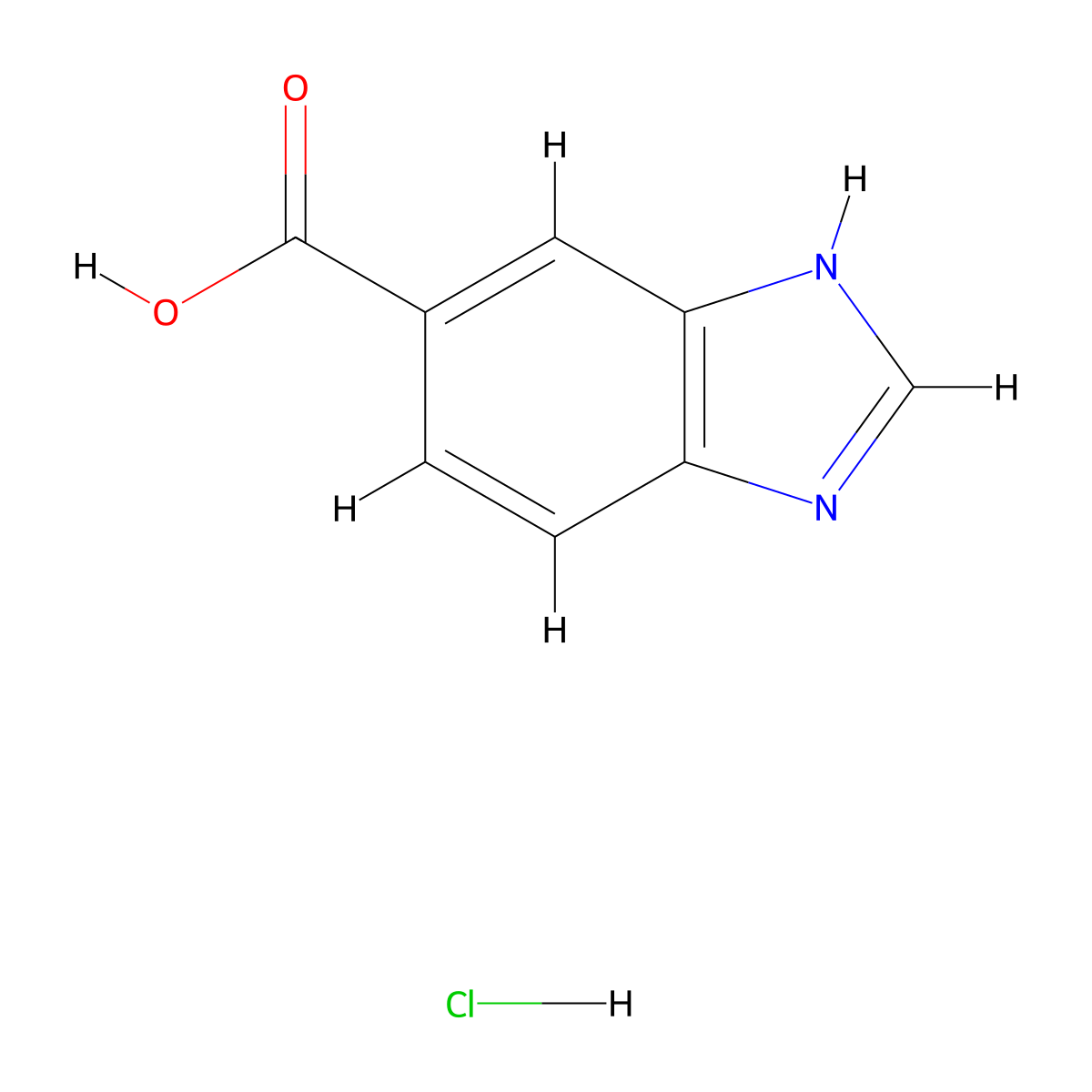 Benzodiazole-5-carboxylic acid HCl molecular structure, CAS 1158444-99-5
