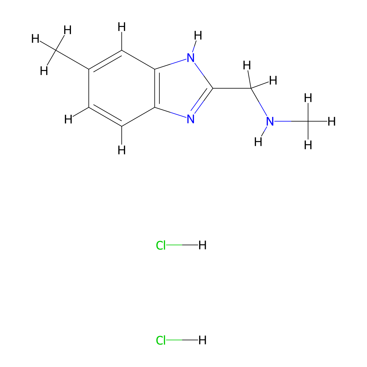 N-Methyl-1-(5-Methyl-1H-Benzimidazol-2-Yl)Methanamine Dihydrochloride molecular structure, CAS 1158445-87-4