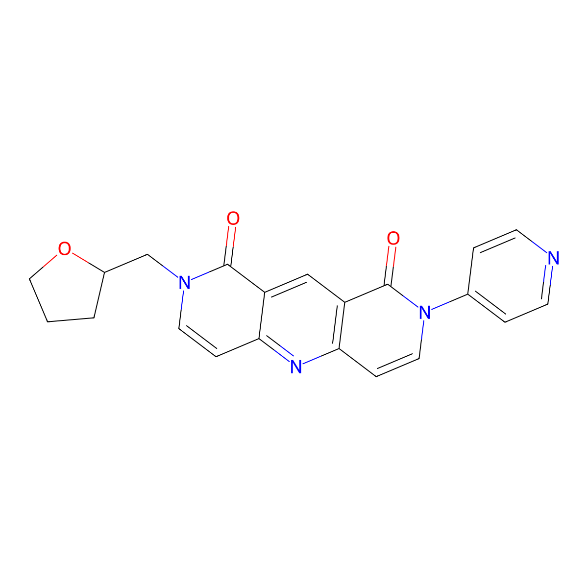 2-(4-pyridyl)-8-(tetrahydro-2-furanylmethyl)pyrido[4,3-b][1,6]naphthyridine-1,9(2H,8H)-dione molecular structure, CAS 1158446-97-9