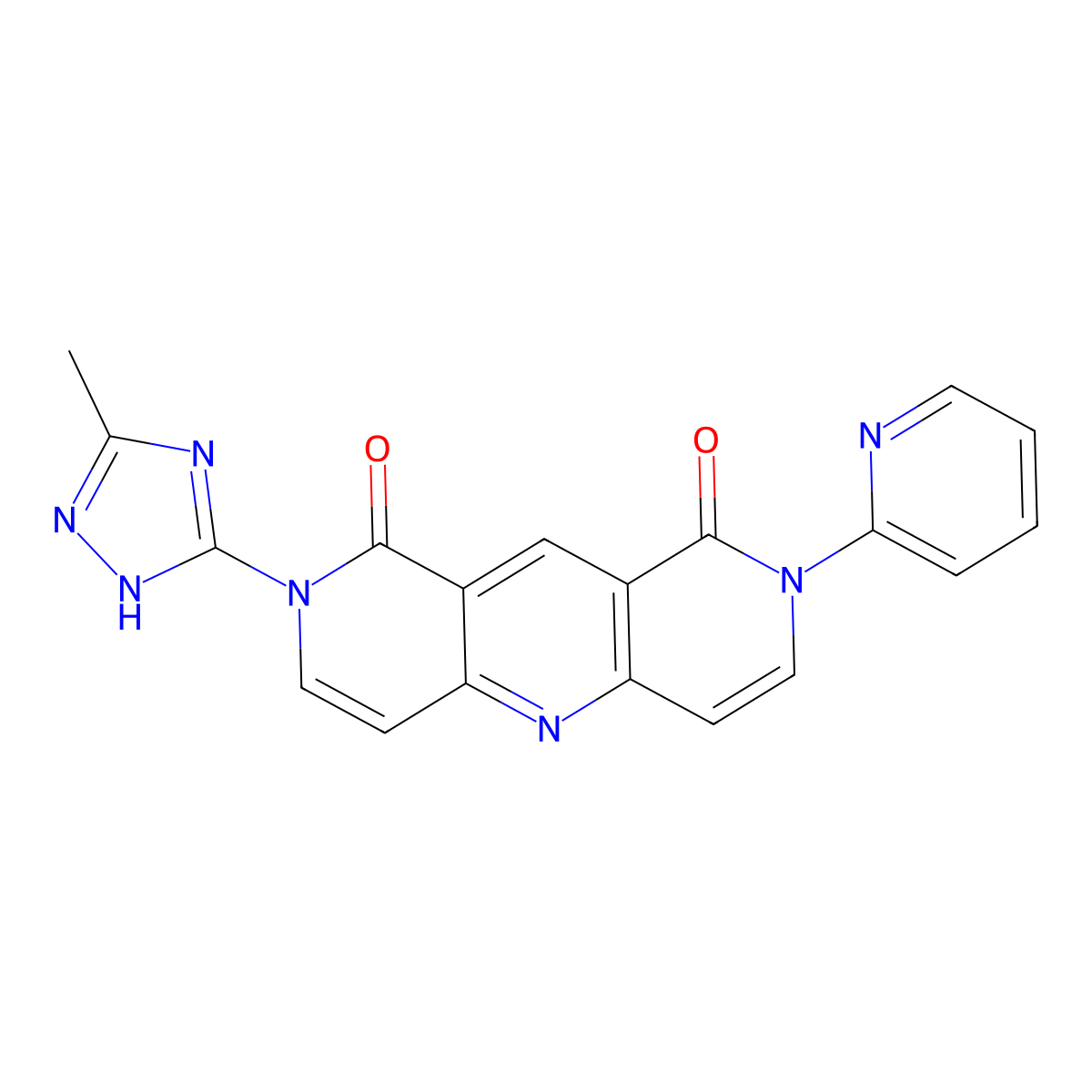 2-(3-methyl-1H-1,2,4-triazol-5-yl)-8-(2-pyridyl)pyrido[4,3-b][1,6]naphthyridine-1,9(2H,8H)-dione molecular structure, CAS 1158448-18-0