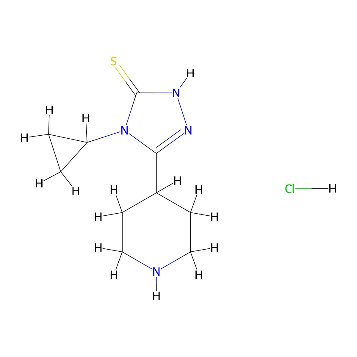 4-cyclopropyl-5-(piperidin-4-yl)-4H-1,2,4-triazole-3-thiol hydrochloride molecular structure, CAS 1158449-20-7
