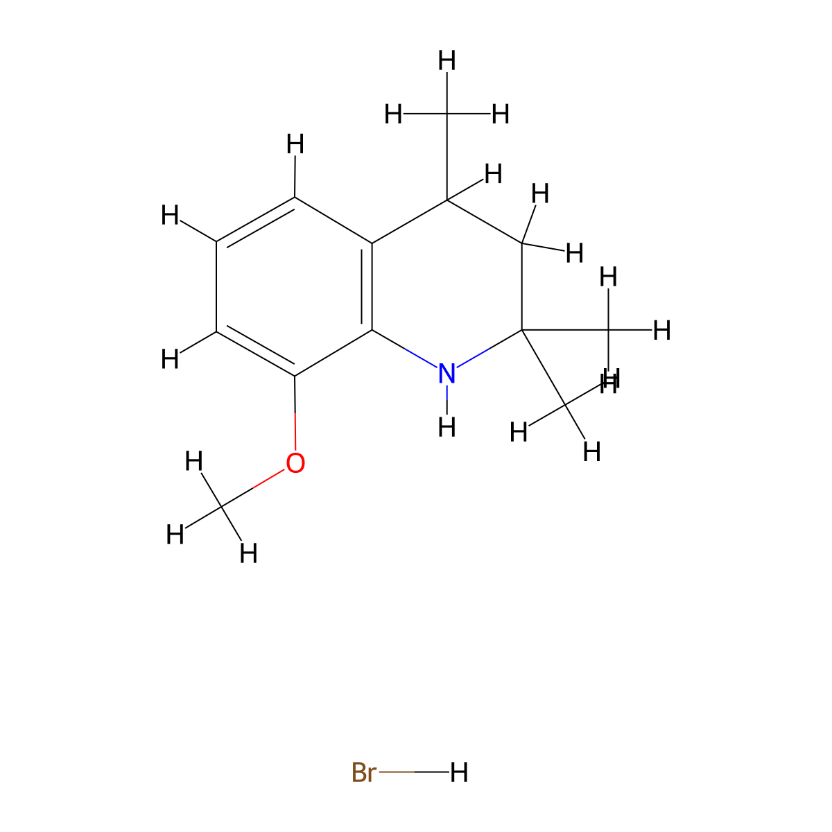 8-Methoxy-2,2,4-trimethyl-1,2,3,4-tetrahydroquinoline hydrobromide molecular structure, CAS 1158450-28-2