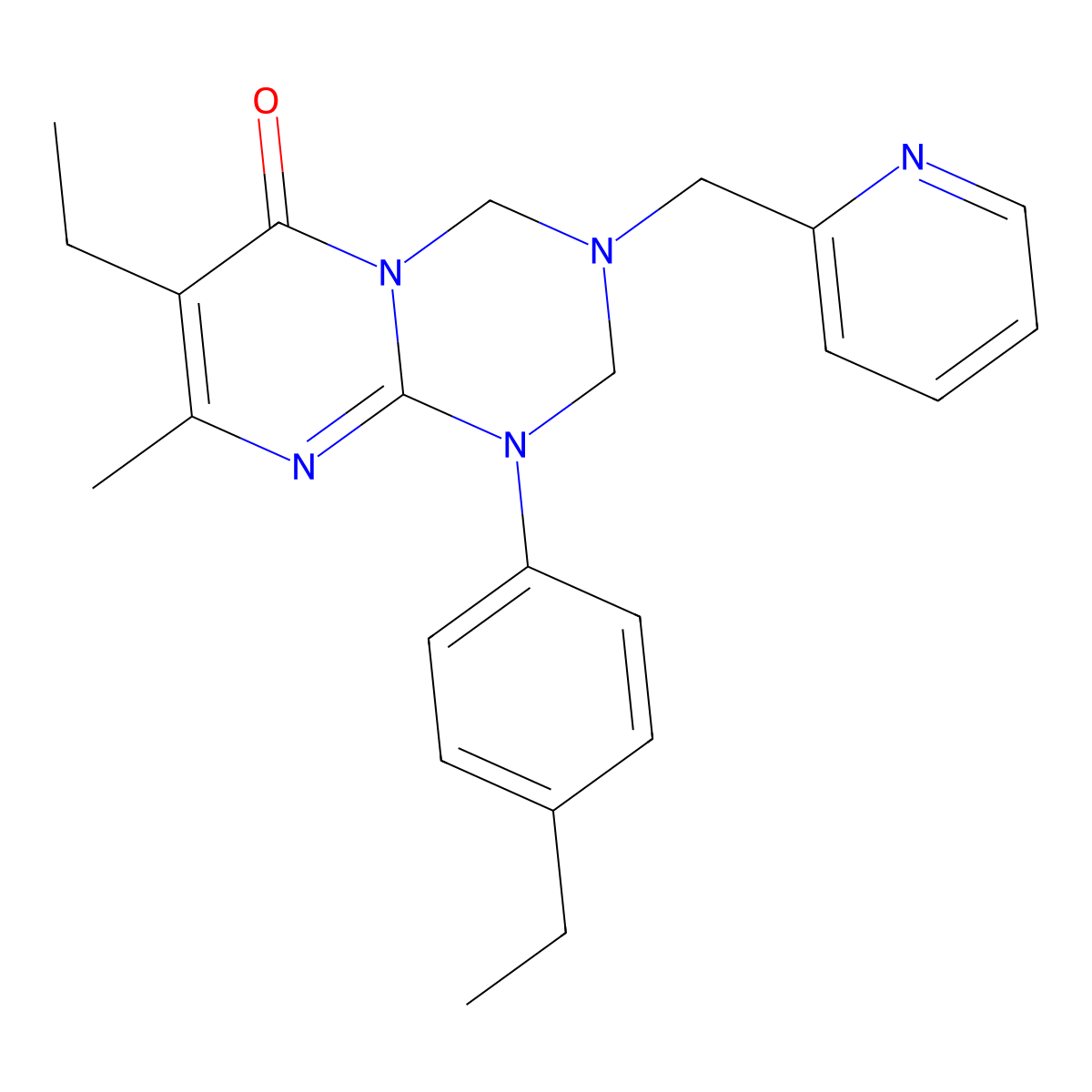 7-ethyl-1-(4-ethylphenyl)-8-methyl-3-(pyridin-2-ylmethyl)-1,2,3,4-tetrahydro-6H-pyrimido[1,2-a][1,3,5]triazin-6-one molecular structure, CAS 1158451-19-4