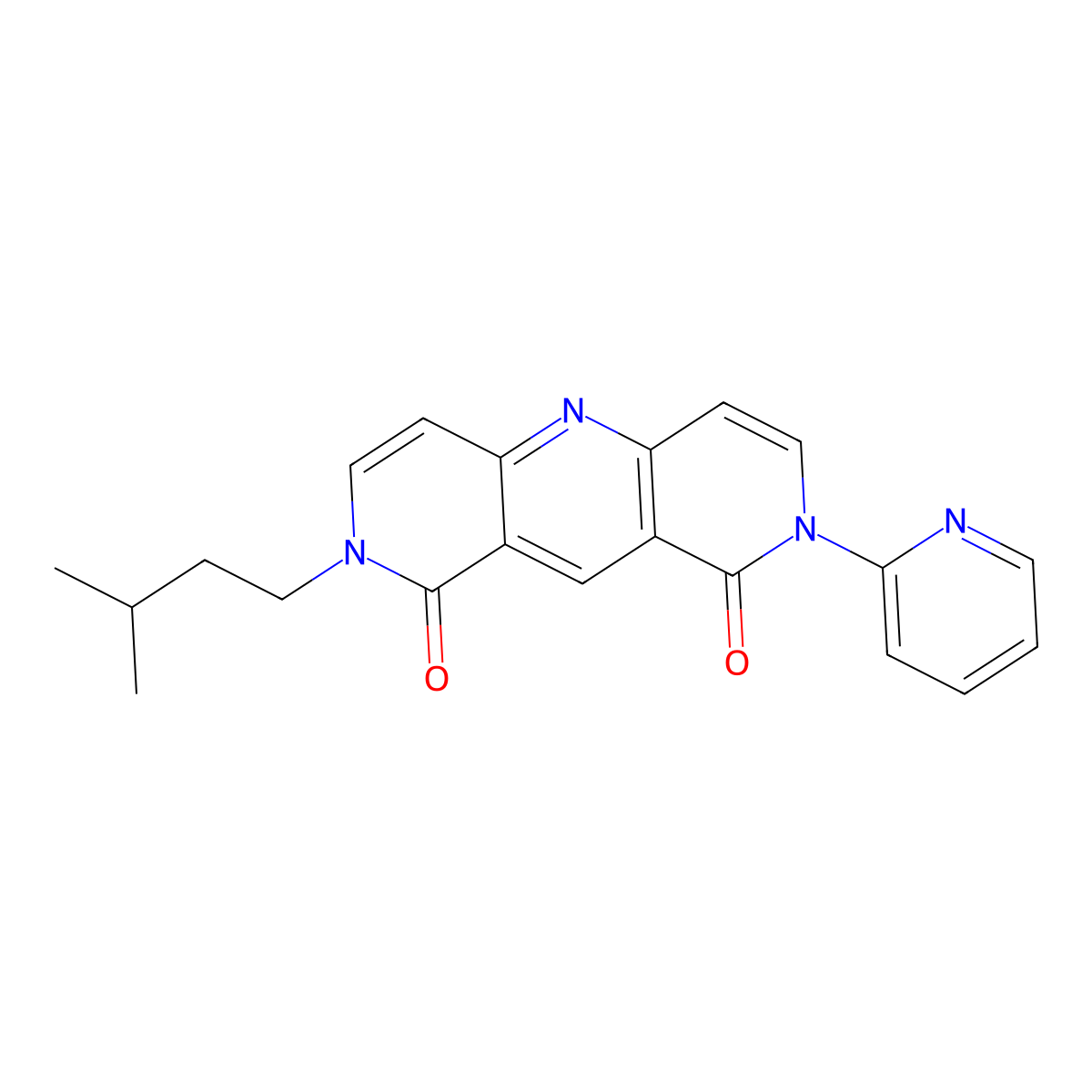 2-isopentyl-8-(2-pyridyl)pyrido[4,3-b][1,6]naphthyridine-1,9(2H,8H)-dione molecular structure, CAS 1158454-39-7