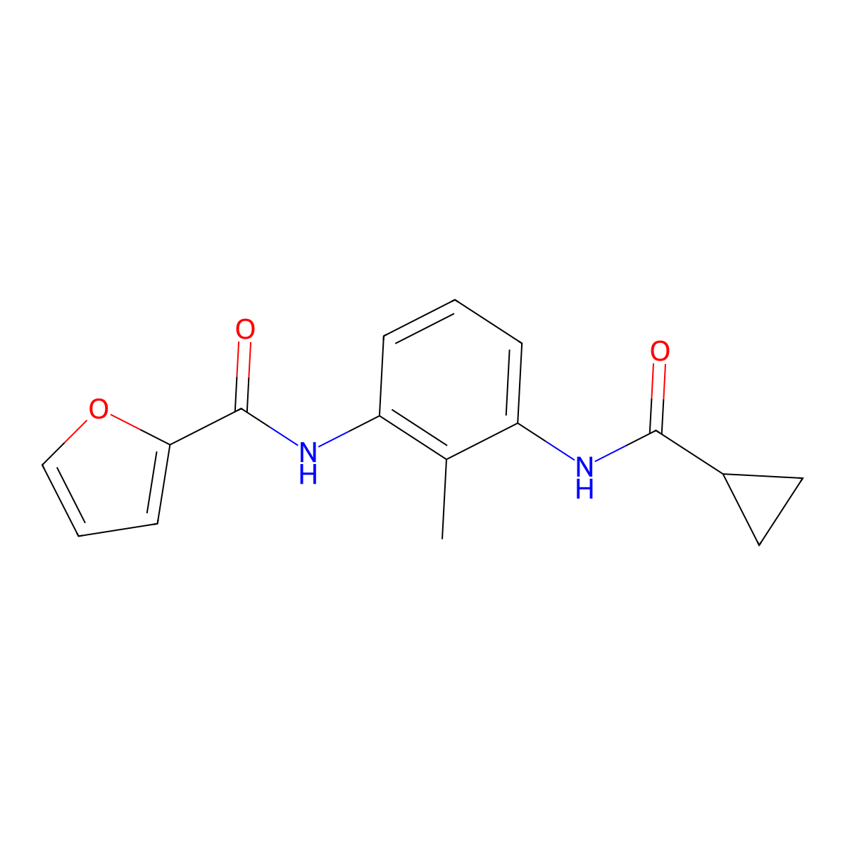 N-{3-[(cyclopropylcarbonyl)amino]-2-methylphenyl}-2-furamide molecular structure, CAS 1158461-65-4