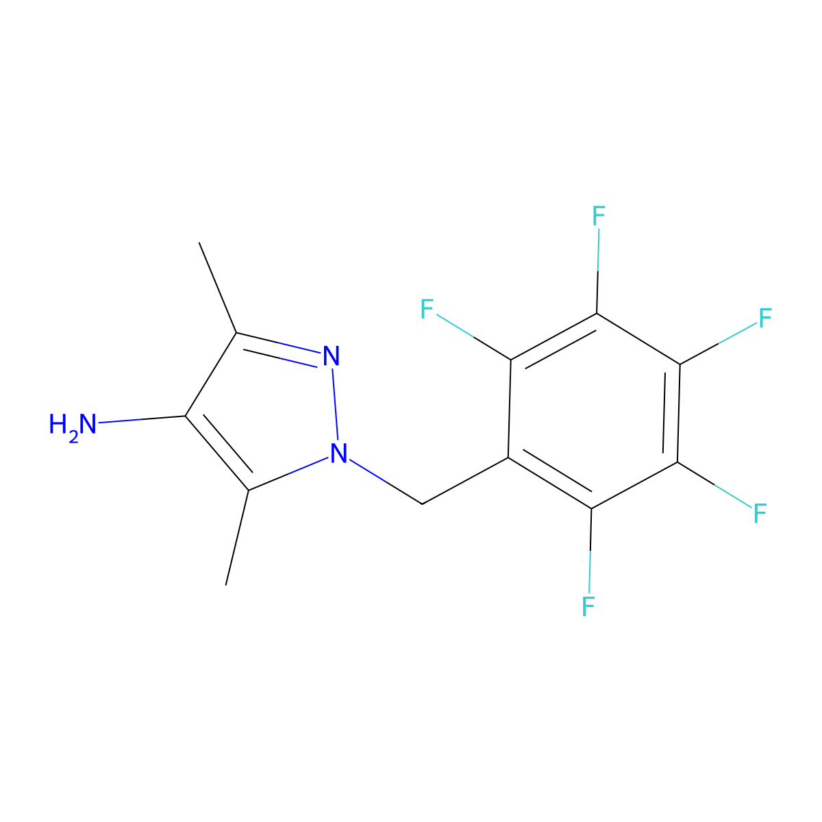 3,5-Dimethyl-1-[(2,3,4,5,6-pentafluorophenyl)methyl]pyrazol-4-amine molecular structure, CAS 1158467-46-9