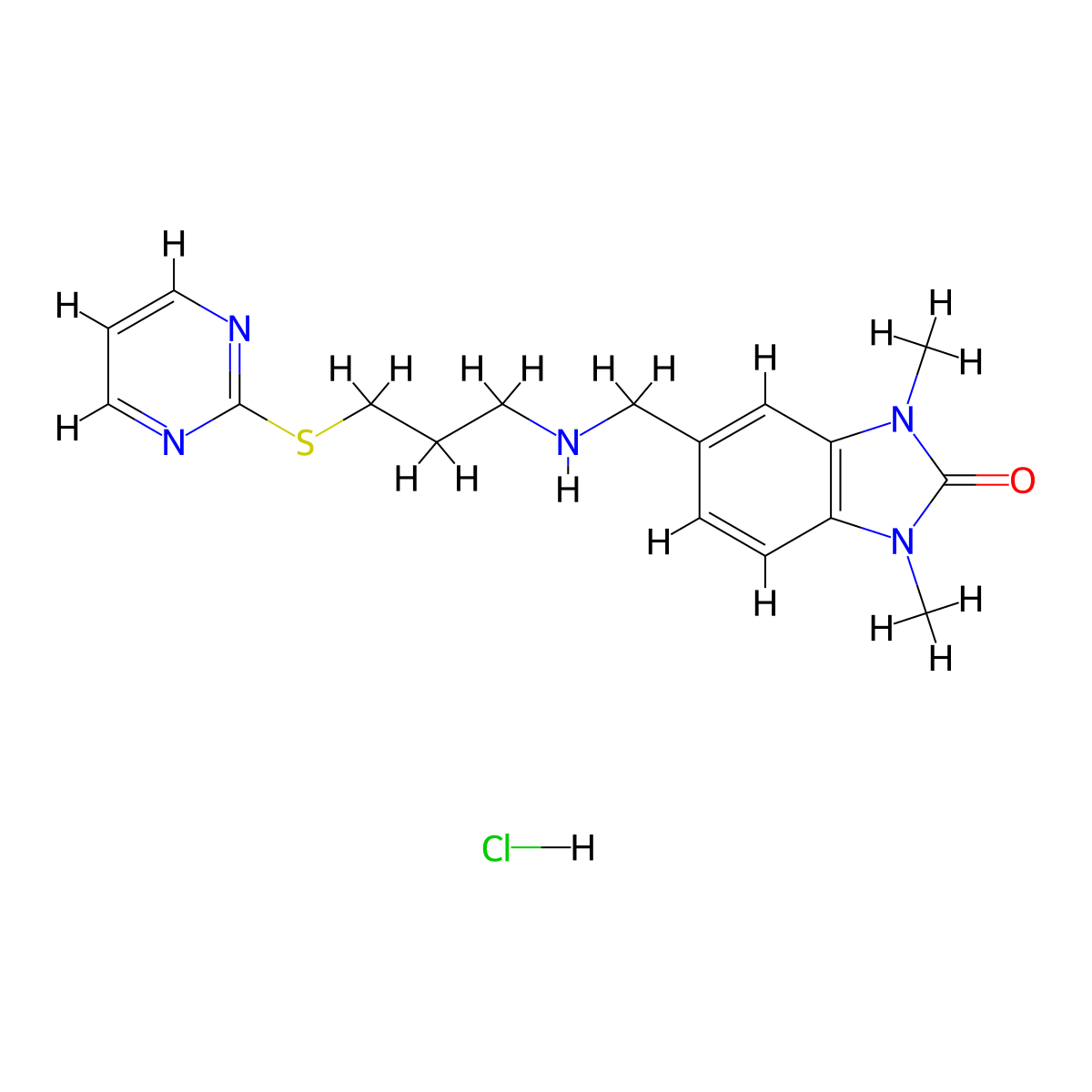 1,3-Dimethyl-5-(((3-(pyrimidin-2-ylthio)propyl)amino)methyl)-1H-benzo[d]imidazol-2(3H)-one hydrochloride molecular structure, CAS 1158467-50-5