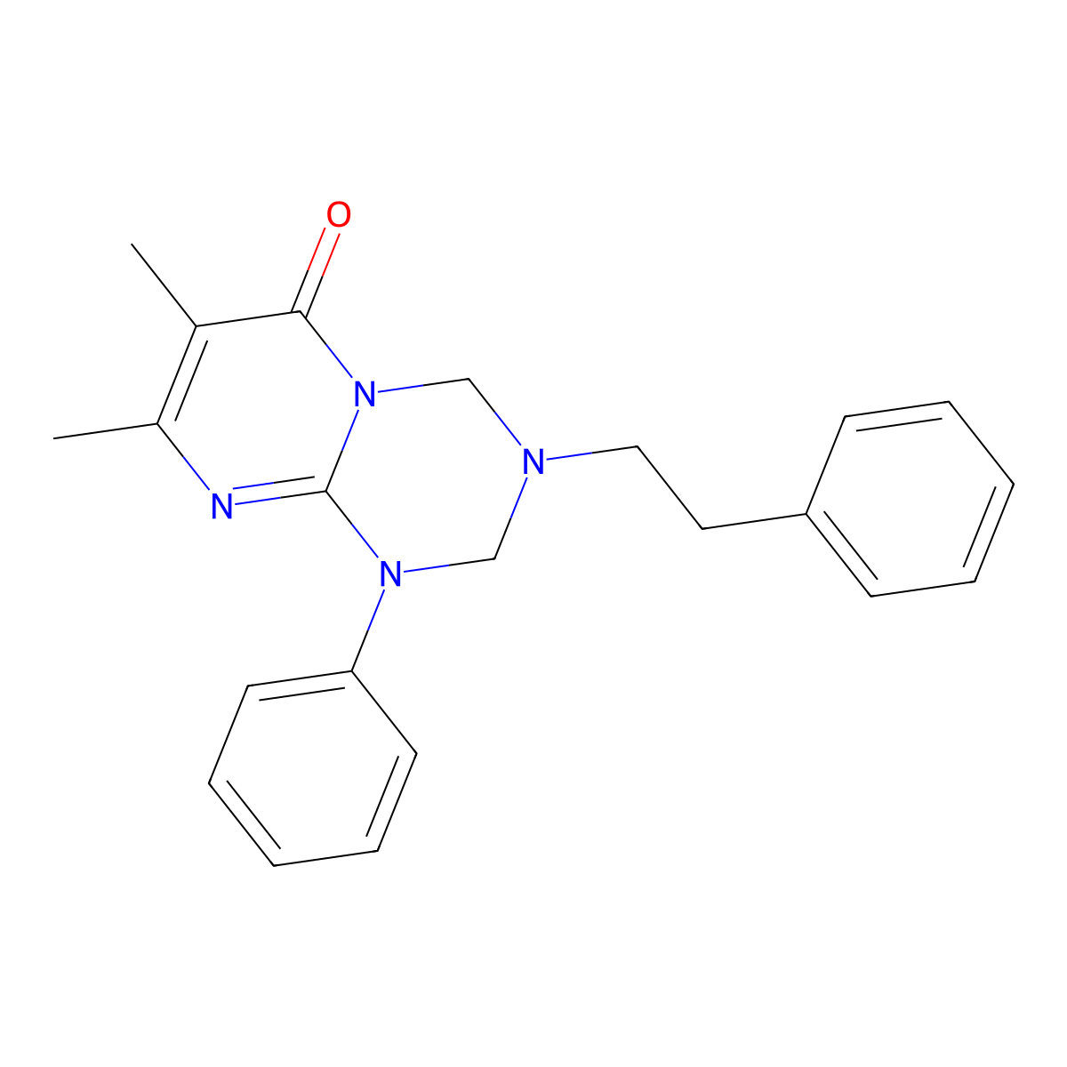 3-(2-furylmethyl)-7,8-dimethyl-1-phenyl-1,2,3,4-tetrahydro-6H-pyrimido[1,2-a][1,3,5]triazin-6-one molecular structure, CAS 1158468-83-7