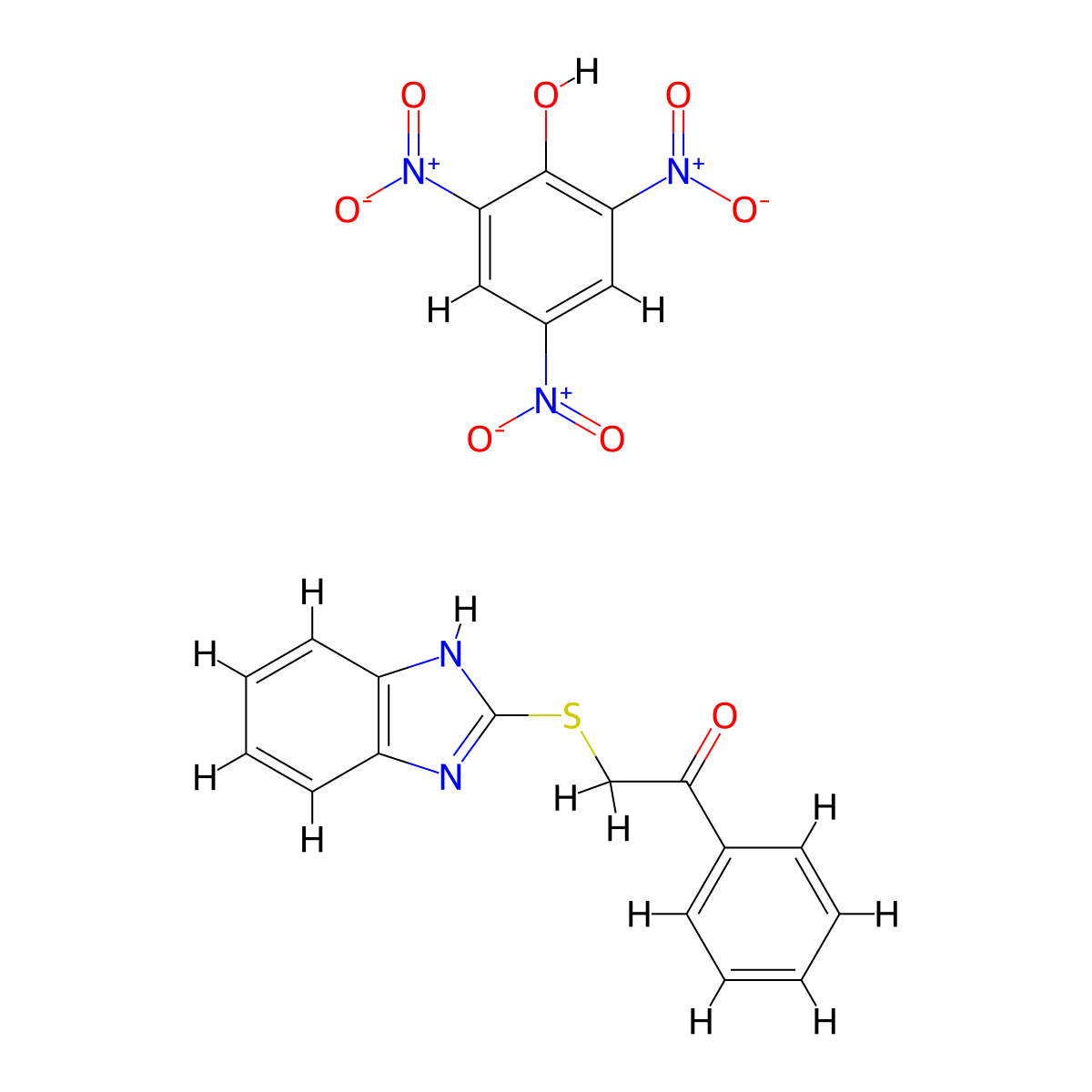 2,4,6-trinitrophenol; 2-(1H-1,3-benzodiazol-2-ylsulfanyl)-1-phenylethan-1-one molecular structure, CAS 1158468-89-3