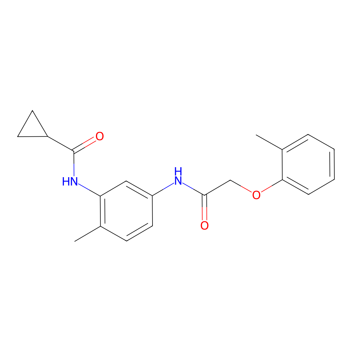 N-(2-methyl-5-{[(2-methylphenoxy)acetyl]amino}phenyl)cyclopropanecarboxamide molecular structure, CAS 1158468-92-8