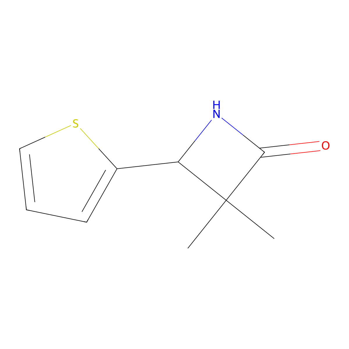 3,3-Dimethyl-4-(thiophen-2-yl)azetidin-2-one molecular structure, CAS 115847-28-4
