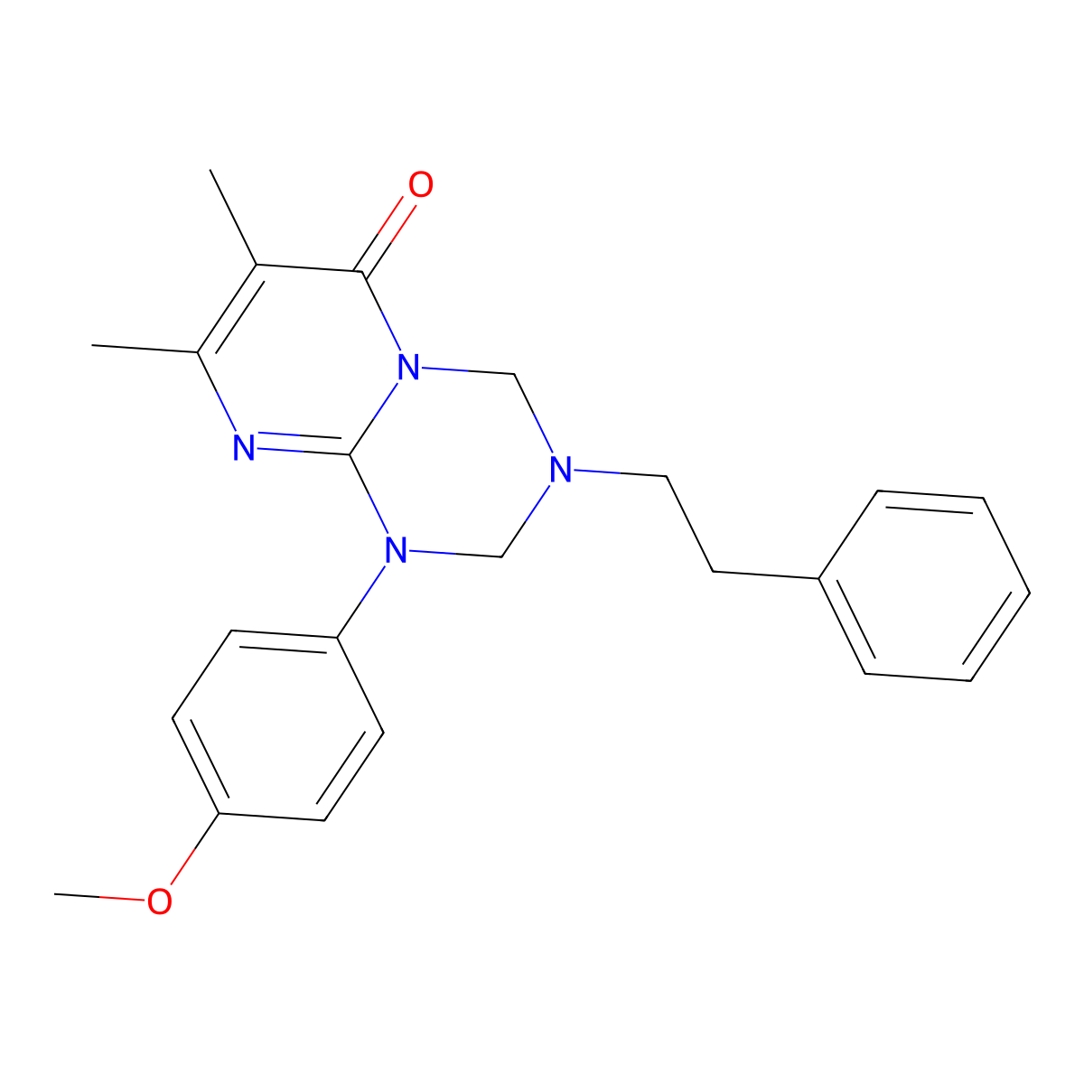 1-(4-Methoxyphenyl)-7,8-dimethyl-3-(2-phenylethyl)-2,4-dihydropyrimido[1,2-a][1,3,5]triazin-6-one molecular structure, CAS 1158470-87-1