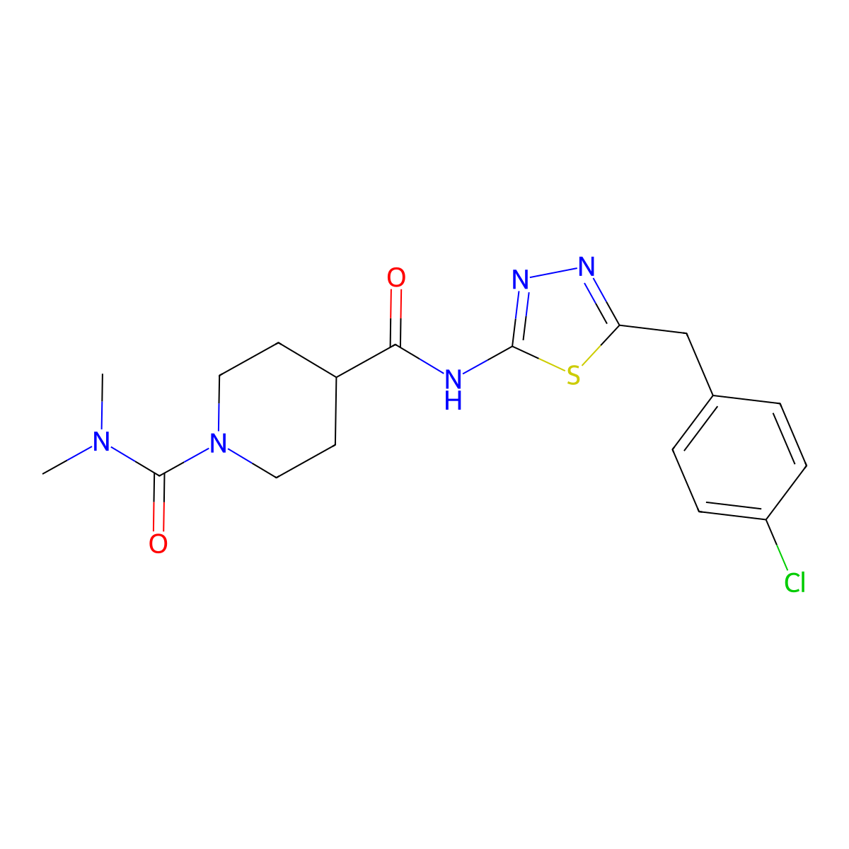 N~4~-[5-(4-chlorobenzyl)-1,3,4-thiadiazol-2-yl]-N~1~,N~1~-dimethylpiperidine-1,4-dicarboxamide molecular structure, CAS 1158473-96-1