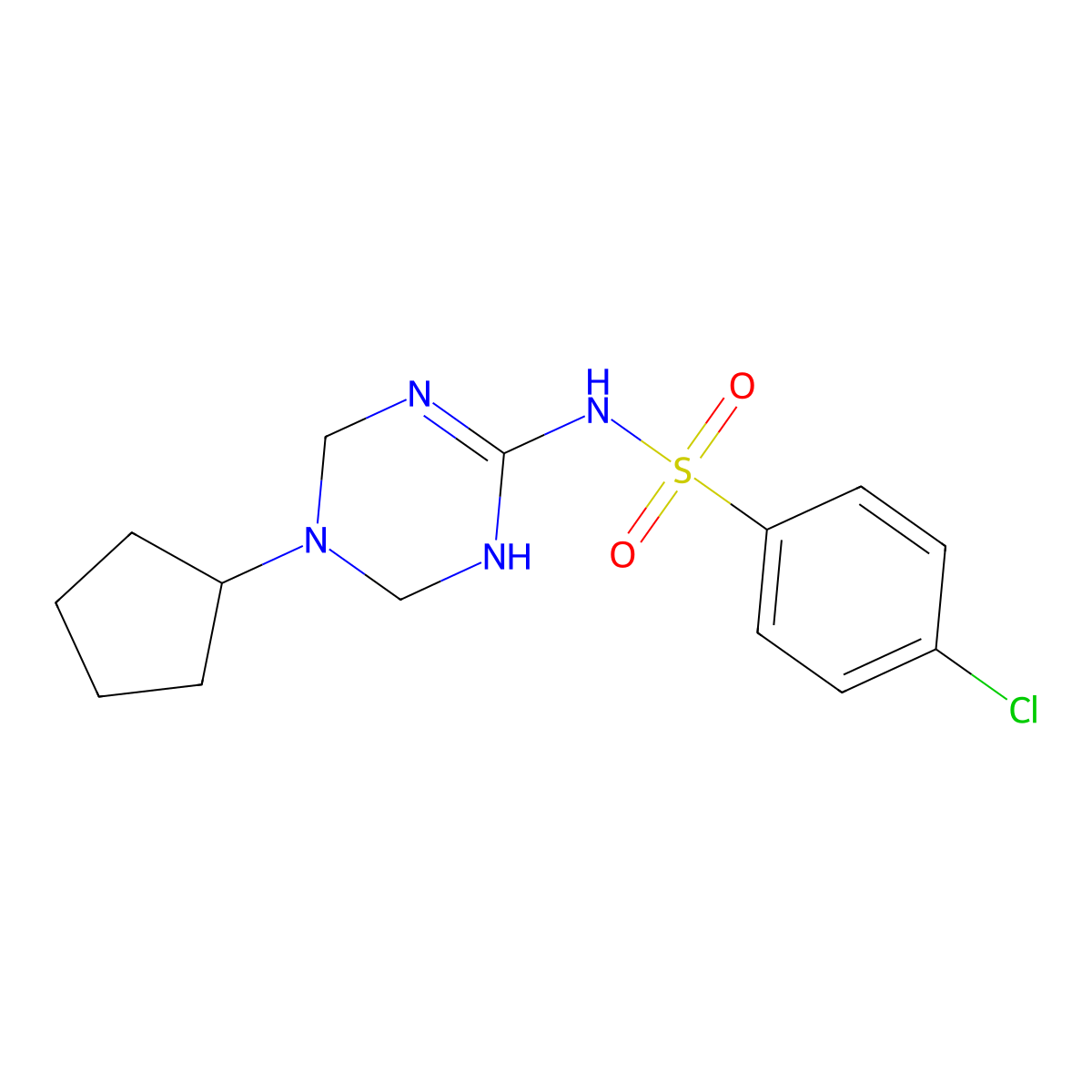 4-chloro-N-(5-cyclopentyl-1,4,5,6-tetrahydro-1,3,5-triazin-2-yl)benzenesulfonamide molecular structure, CAS 1158474-68-0