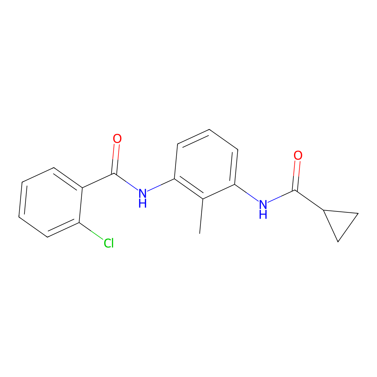 2-chloro-N-{3-[(cyclopropylcarbonyl)amino]-2-methylphenyl}benzamide molecular structure, CAS 1158474-87-3