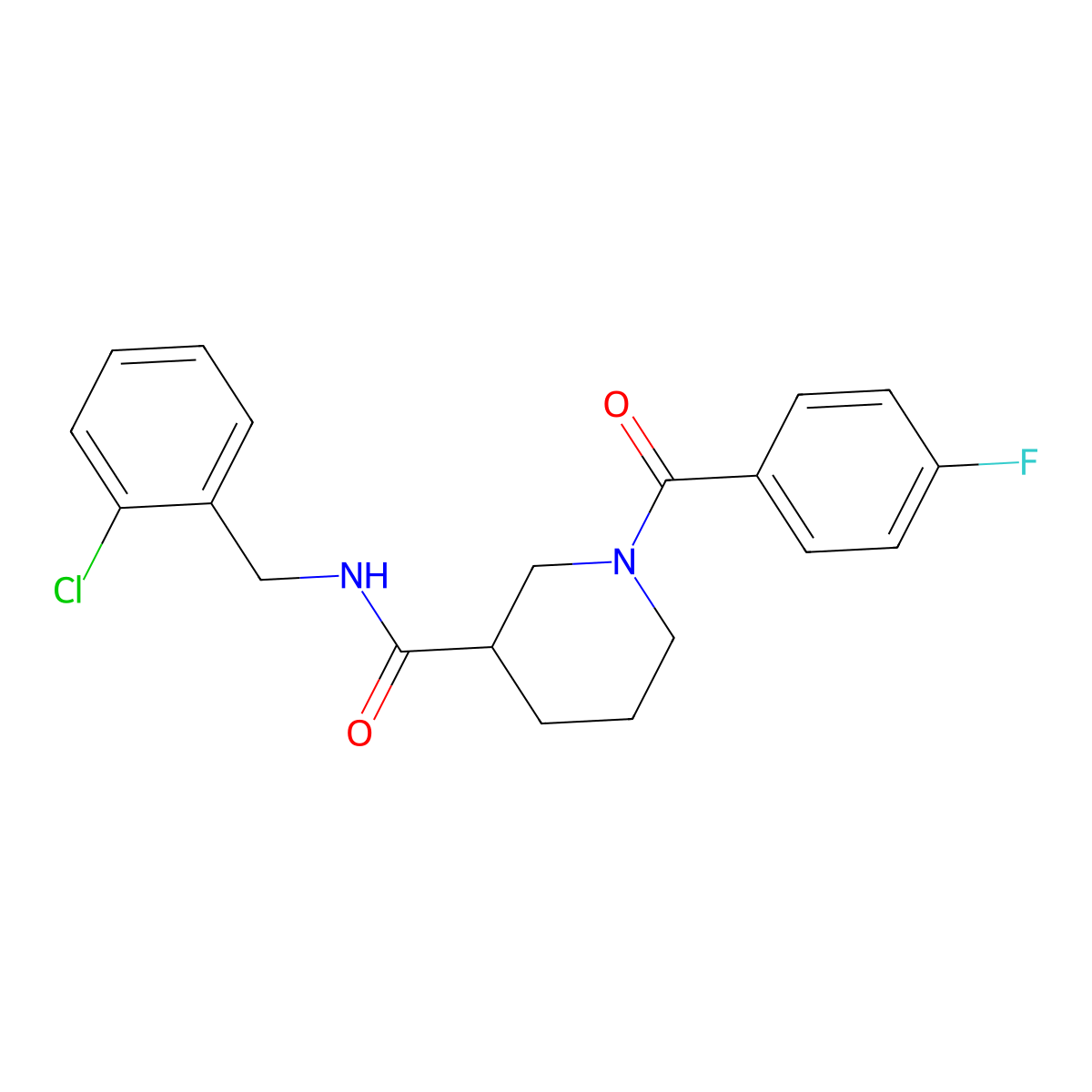 N-(2-chlorobenzyl)-1-[(4-fluorophenyl)carbonyl]piperidine-3-carboxamide molecular structure, CAS 1158475-13-8