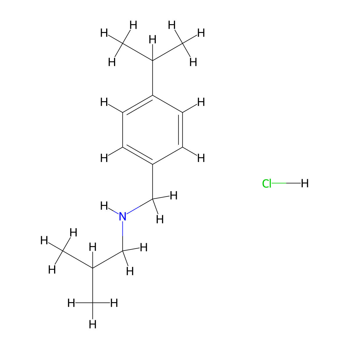 (2-Methylpropyl)({[4-(propan-2-yl)phenyl]methyl})amine hydrochloride molecular structure, CAS 1158476-25-5