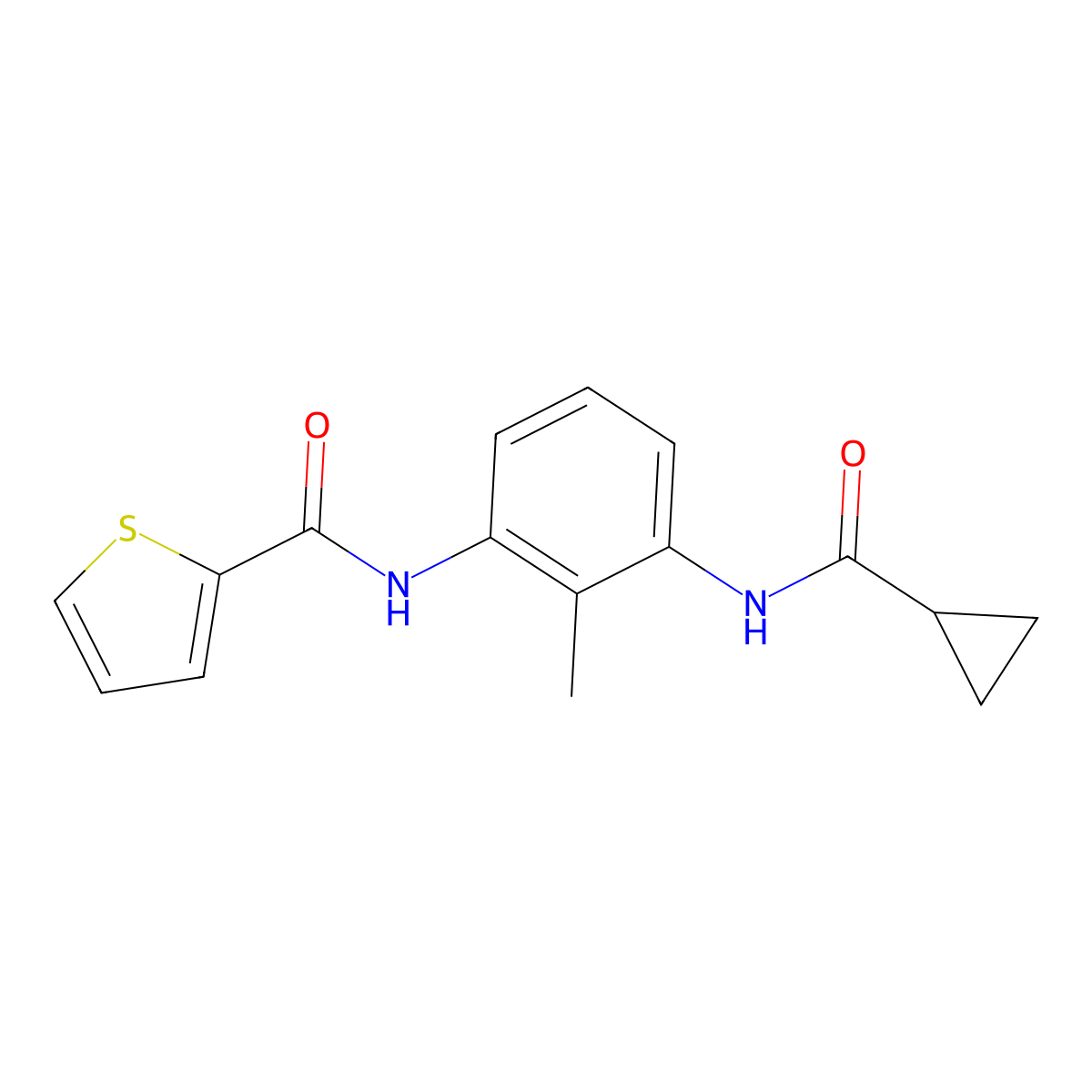 N-{3-[(cyclopropylcarbonyl)amino]-2-methylphenyl}-2-thiophenecarboxamide molecular structure, CAS 1158477-26-9
