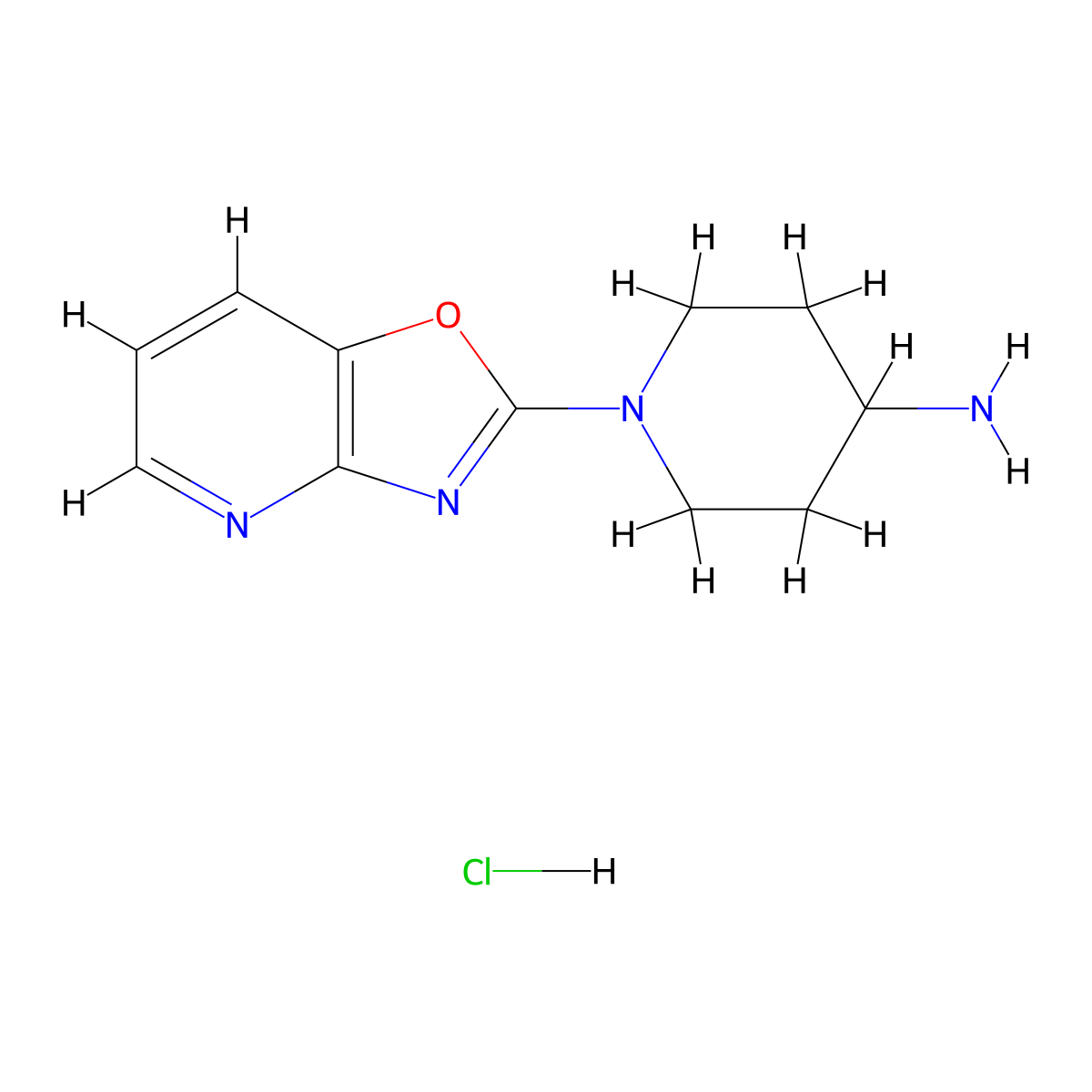 1-[1,3]Oxazolo[4,5-b]pyridin-2-ylpiperidin-4-amine hydrochloride molecular structure, CAS 1158477-91-8