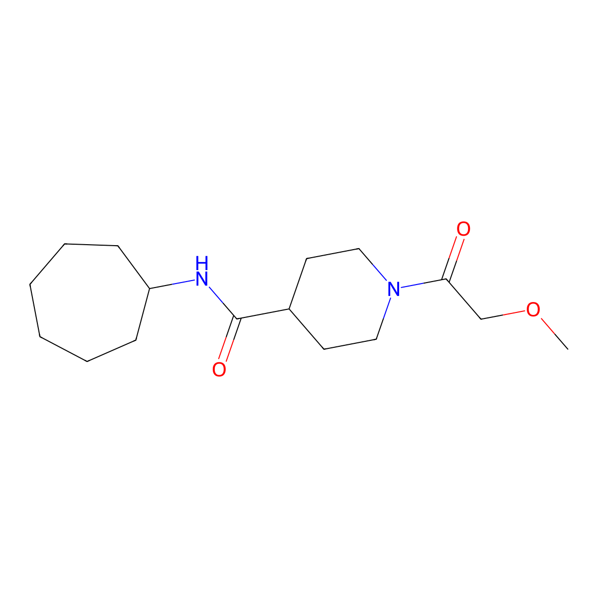 N-cycloheptyl-1-(methoxyacetyl)piperidine-4-carboxamide molecular structure, CAS 1158479-10-7