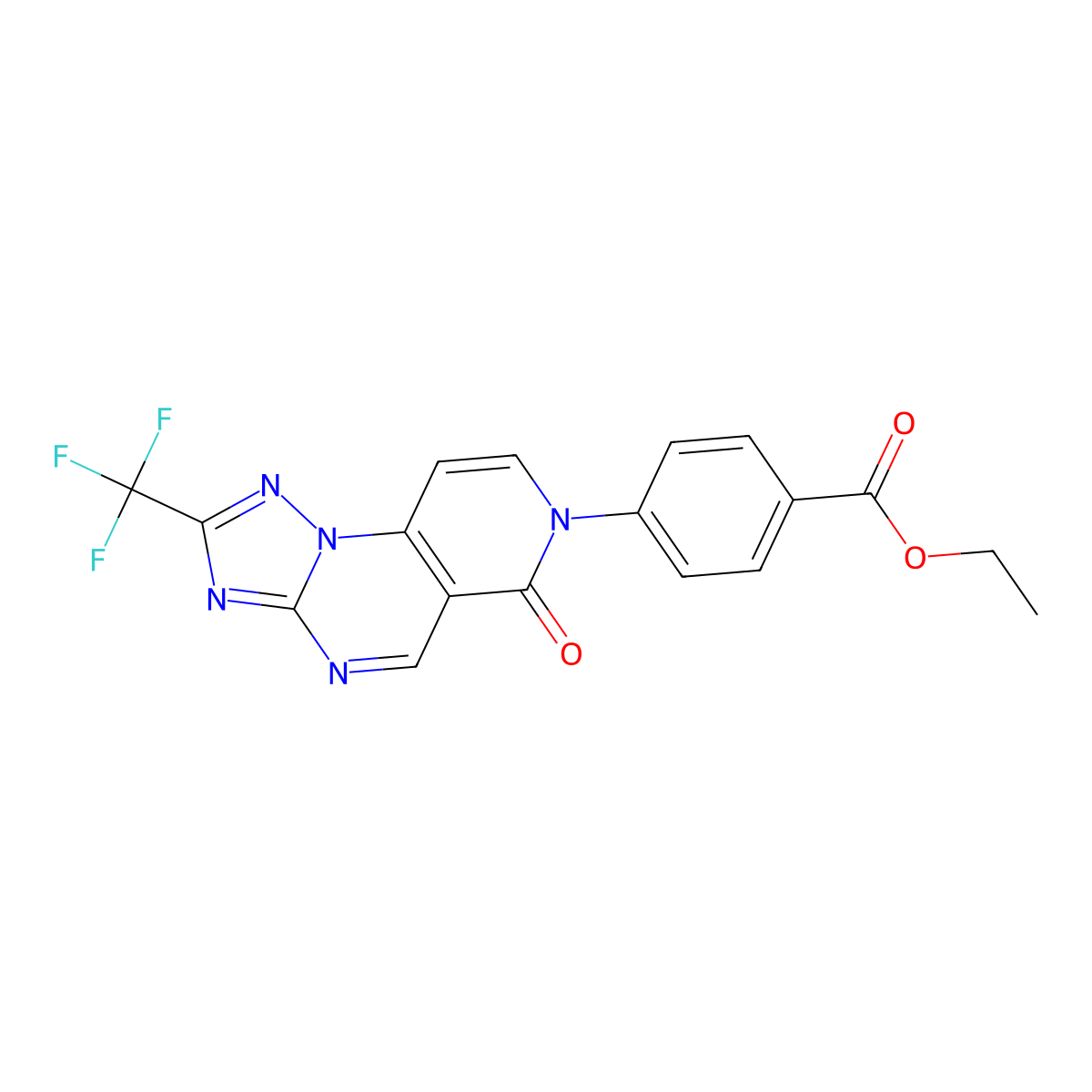 ethyl 4-[6-oxo-2-(trifluoromethyl)pyrido[3,4-e][1,2,4]triazolo[1,5-a]pyrimidin-7(6H)-yl]benzoate molecular structure, CAS 1158480-55-7