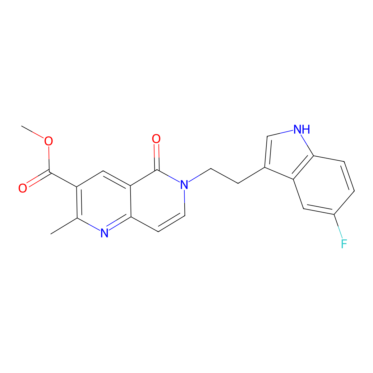 methyl 6-(2-(5-fluoro-1H-indol-3-yl)ethyl)-2-methyl-5-oxo-5,6-dihydro-1,6-naphthyridine-3-carboxylate molecular structure, CAS 1158481-72-1