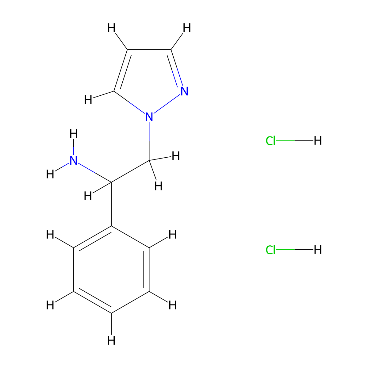 [1-Phenyl-2-(1H-pyrazol-1-yl)ethyl]amine dihydrochloride molecular structure, CAS 1158481-95-8