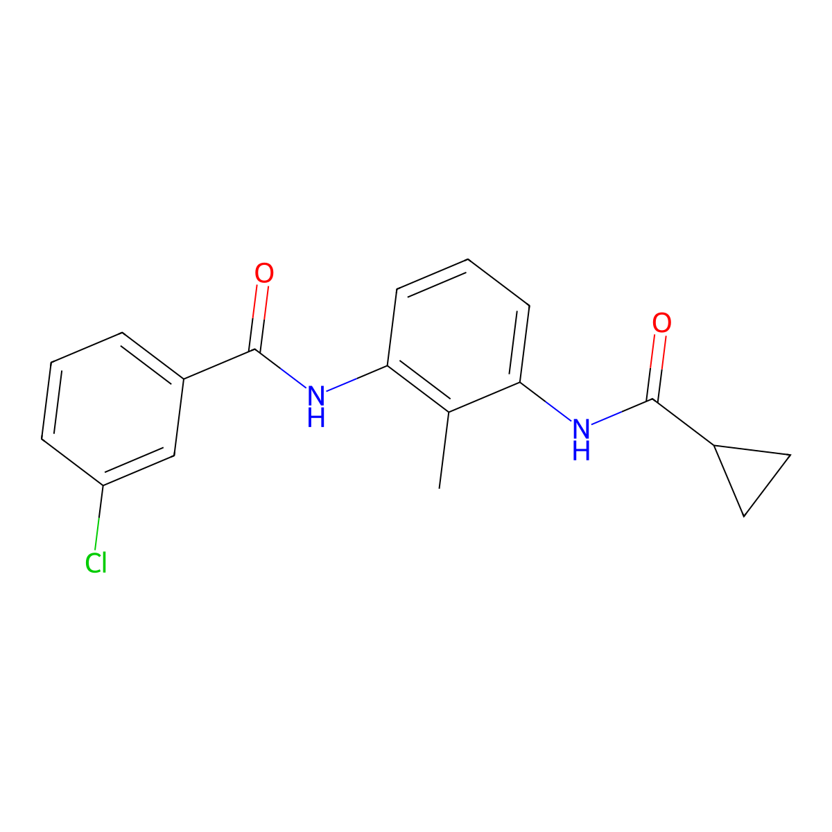 3-chloro-N-{3-[(cyclopropylcarbonyl)amino]-2-methylphenyl}benzamide molecular structure, CAS 1158485-33-6
