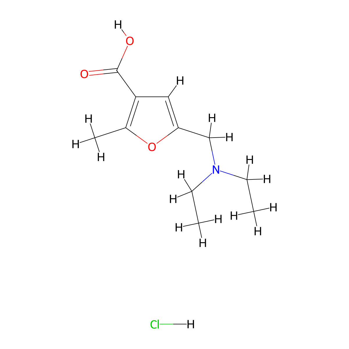 5-[(Diethylamino)methyl]-2-methyl-3-furoic acid hydrochloride molecular structure, CAS 1158487-38-7