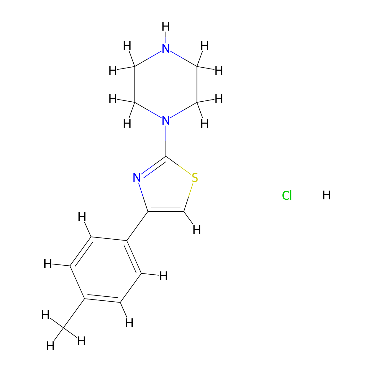 2-(Piperazin-1-yl)-4-(p-tolyl)thiazole hydrochloride molecular structure, CAS 1158487-74-1