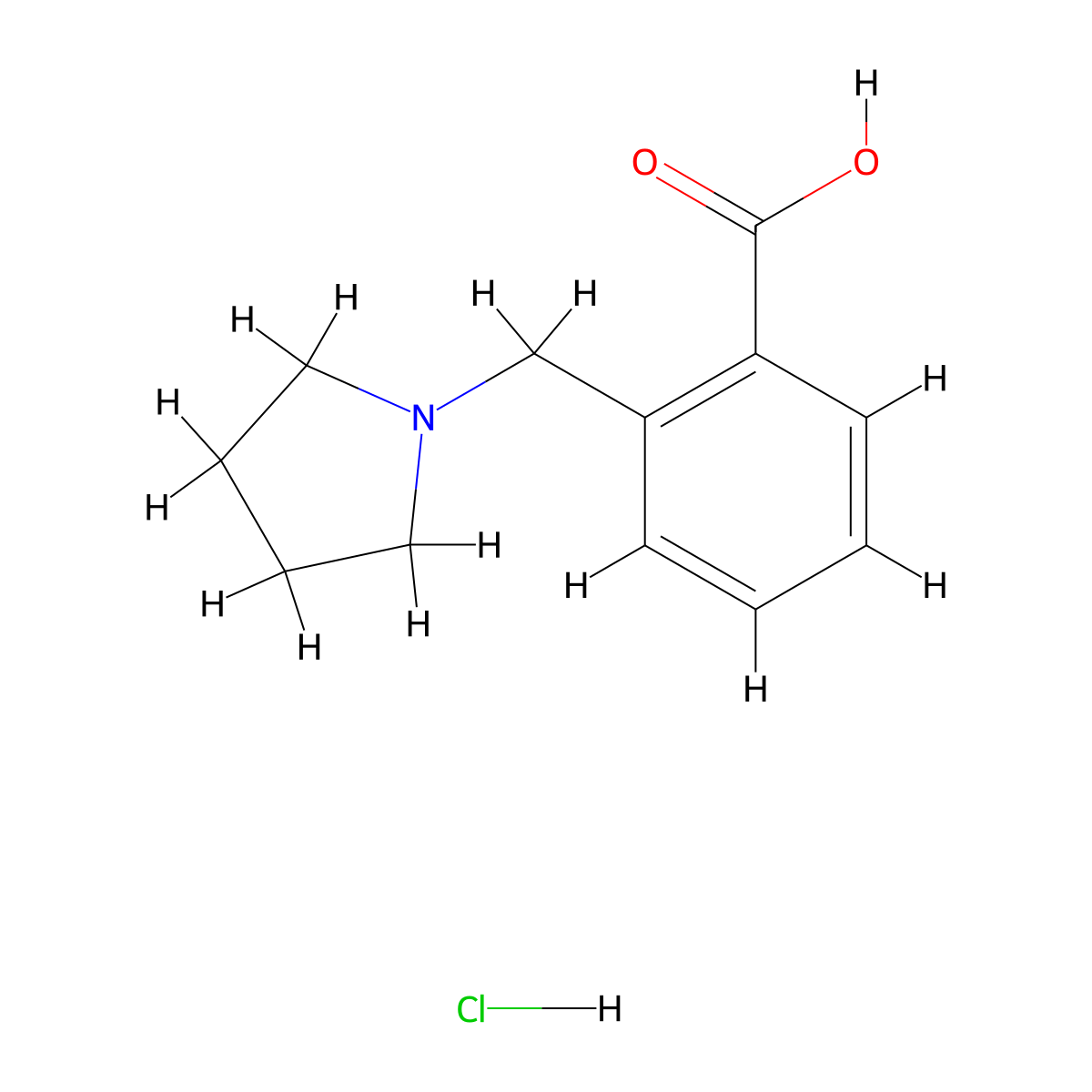 2-Pyrrolidin-1-ylmethyl-benzoic acid hydrochloride molecular structure, CAS 1158488-01-7