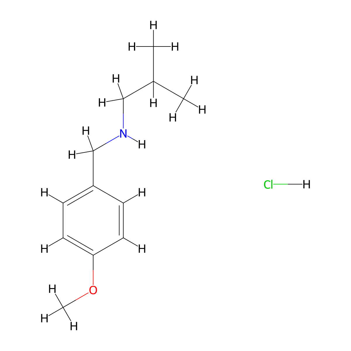 [(4-Methoxyphenyl)methyl](2-methylpropyl)amine hydrochloride molecular structure, CAS 1158489-42-9