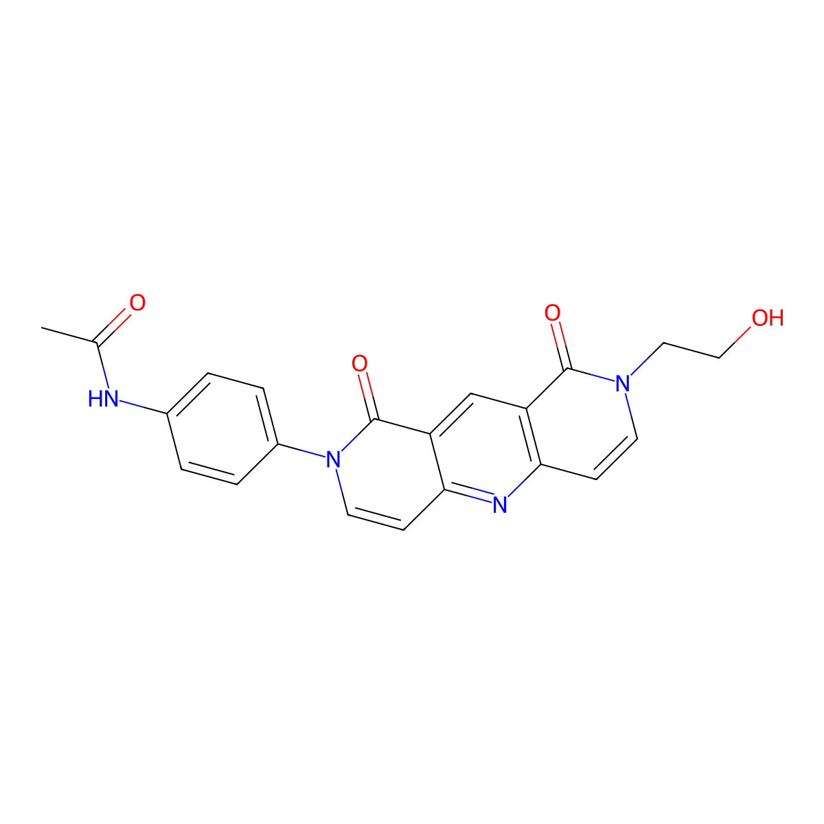 N-(4-(8-(2-hydroxyethyl)-1,9-dioxo-8,9-dihydropyrido[4,3-b][1,6]naphthyridin-2(1H)-yl)phenyl)acetamide molecular structure, CAS 1158490-33-5