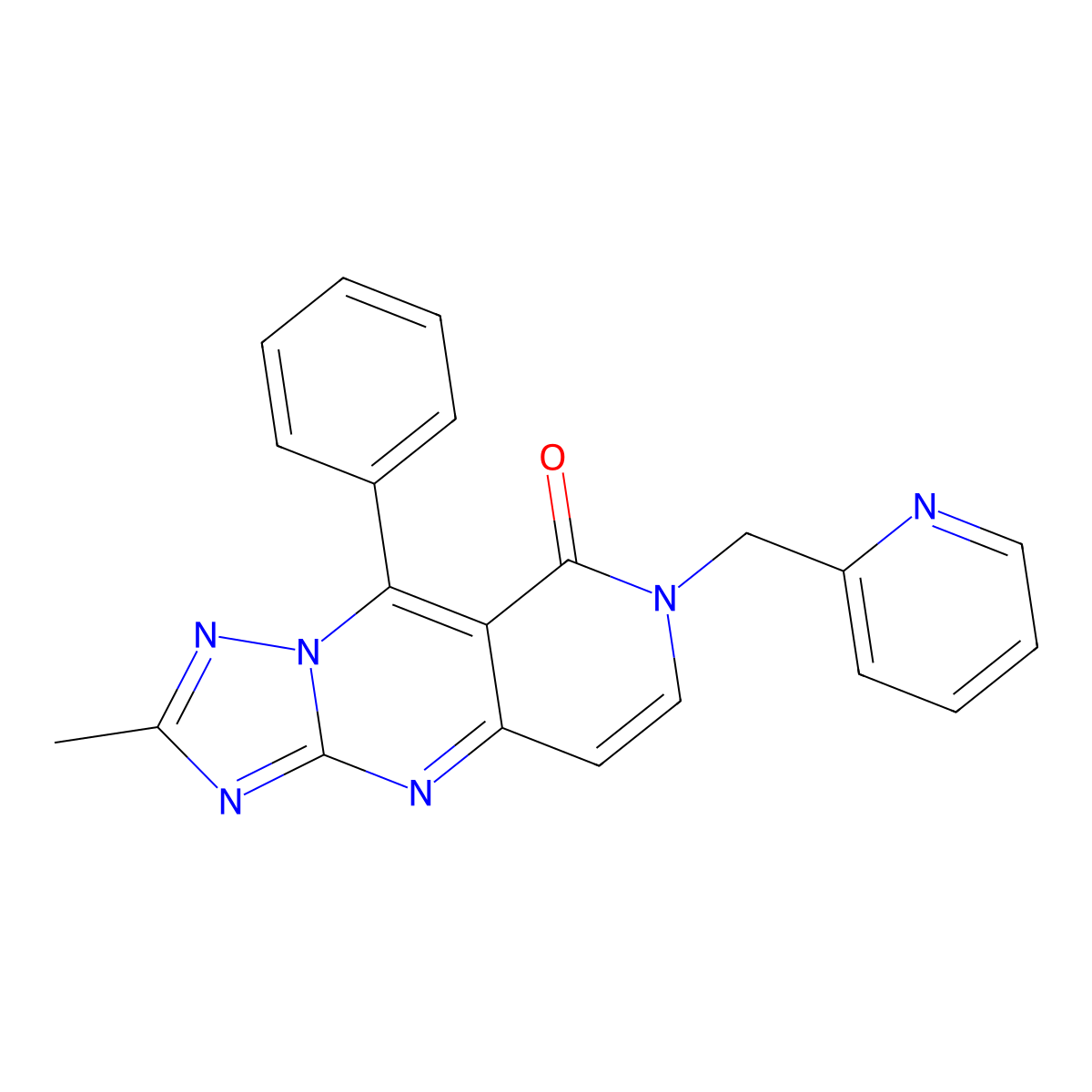 2-methyl-9-phenyl-7-(pyridin-2-ylmethyl)pyrido[4,3-d][1,2,4]triazolo[1,5-a]pyrimidin-8(7H)-one molecular structure, CAS 1158490-66-4
