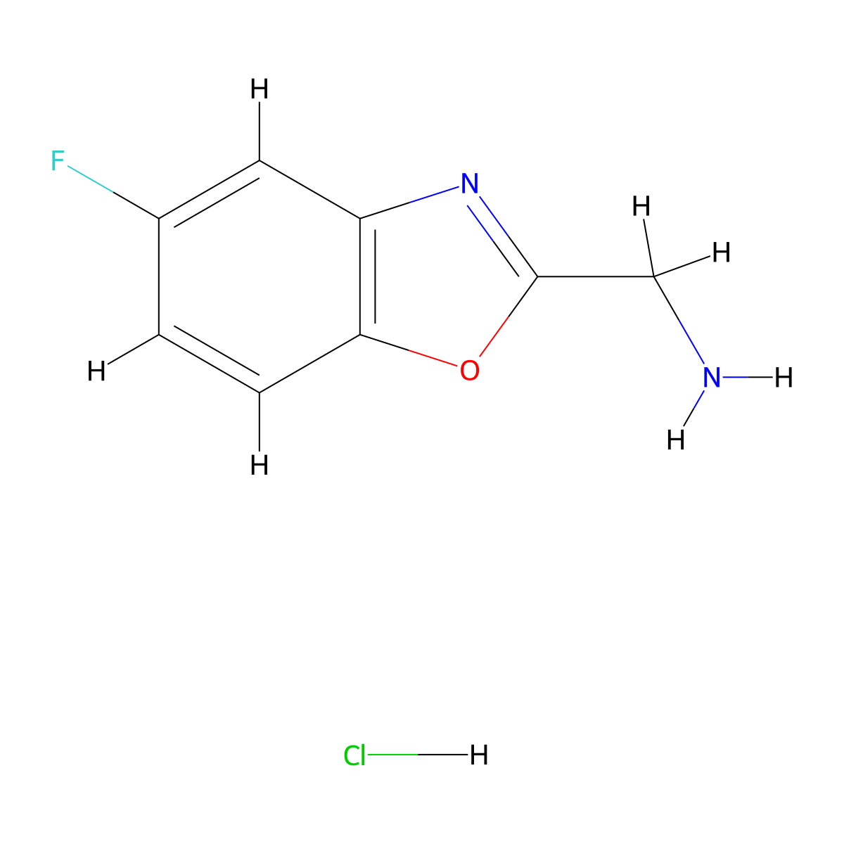 (5-Fluoro-1,3-benzoxazol-2-yl)methanamine hydrochloride molecular structure, CAS 1158493-85-6