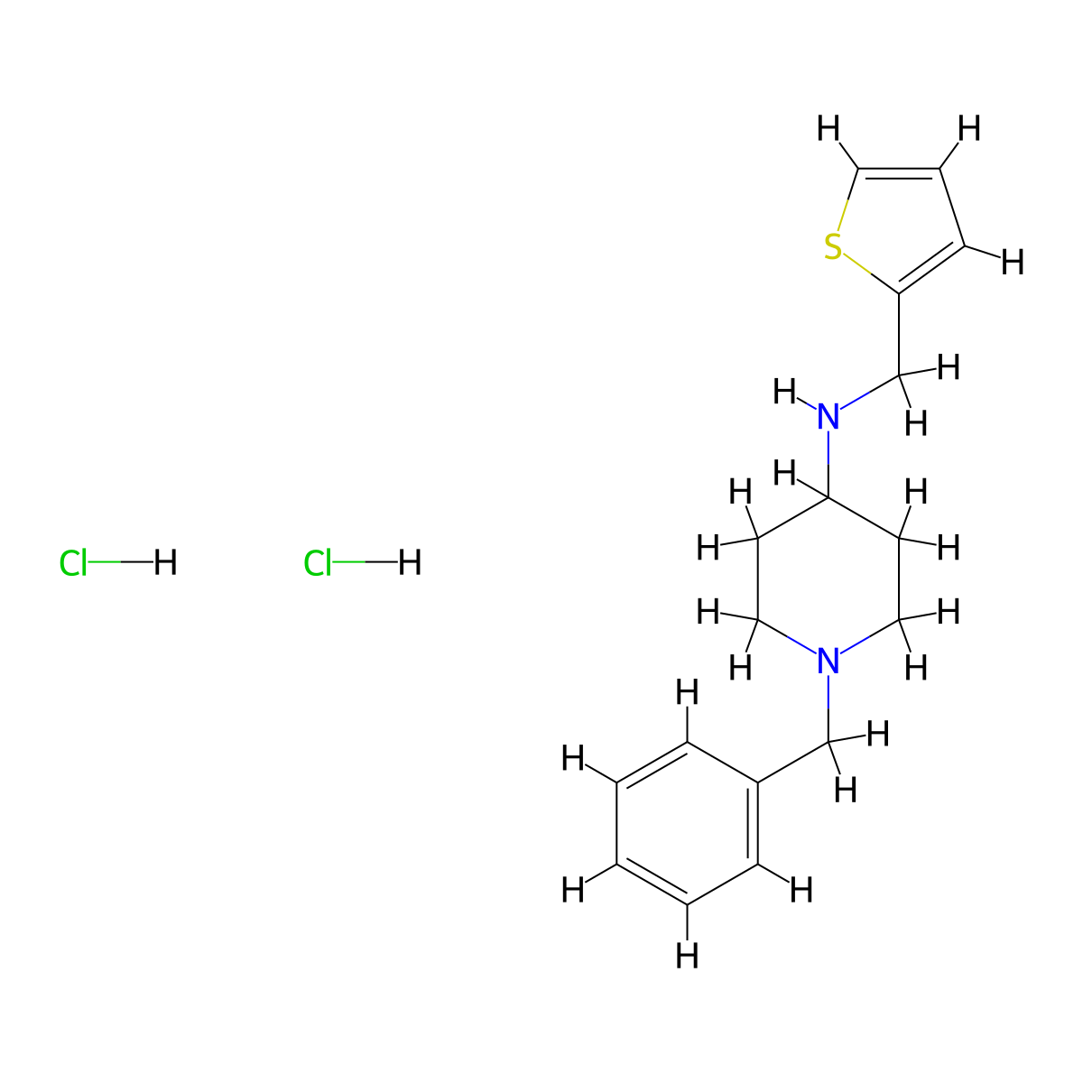 1-benzyl-N-[(thiophen-2-yl)methyl]piperidin-4-amine dihydrochloride molecular structure, CAS 1158494-97-3