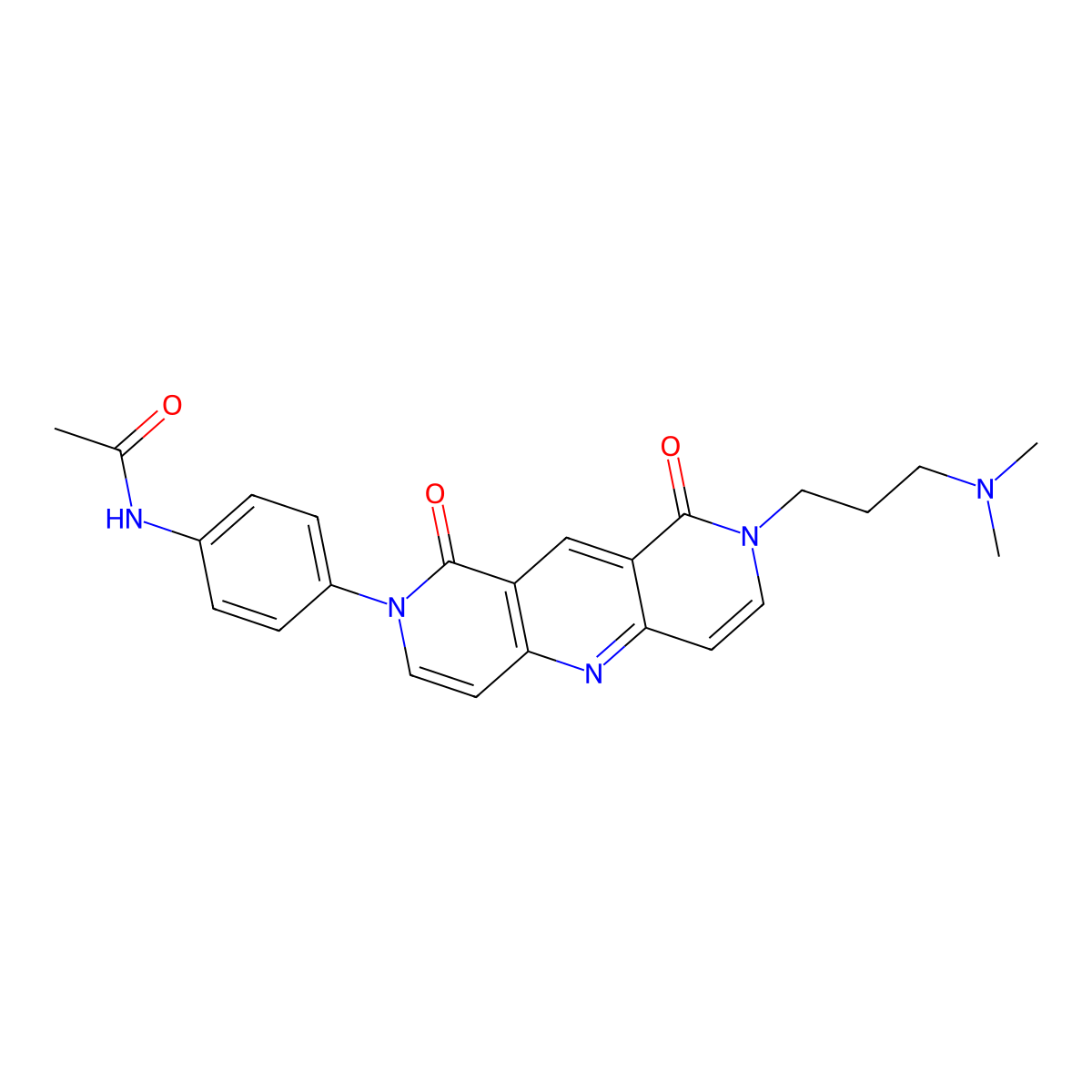 N-(4-{8-[3-(dimethylamino)propyl]-1,9-dioxo-8,9-dihydropyrido[4,3-b][1,6]naphthyridin-2(1H)-yl}phenyl)acetamide molecular structure, CAS 1158496-27-5