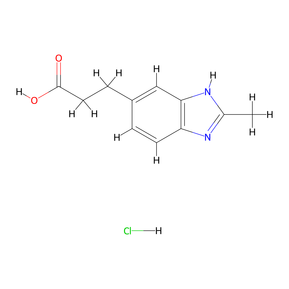 3-(2-Methyl-1H-benzoimidazol-5-yl)-propionic acid hydrochloride molecular structure, CAS 1158498-69-1
