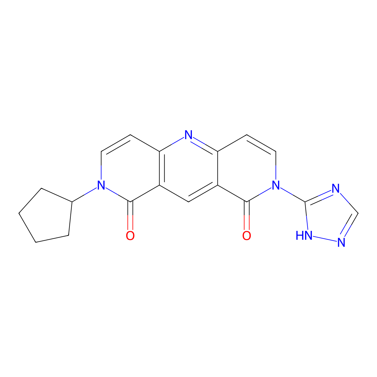 2-cyclopentyl-8-(1H-1,2,4-triazol-5-yl)pyrido[4,3-b][1,6]naphthyridine-1,9(2H,8H)-dione molecular structure, CAS 1158498-75-9